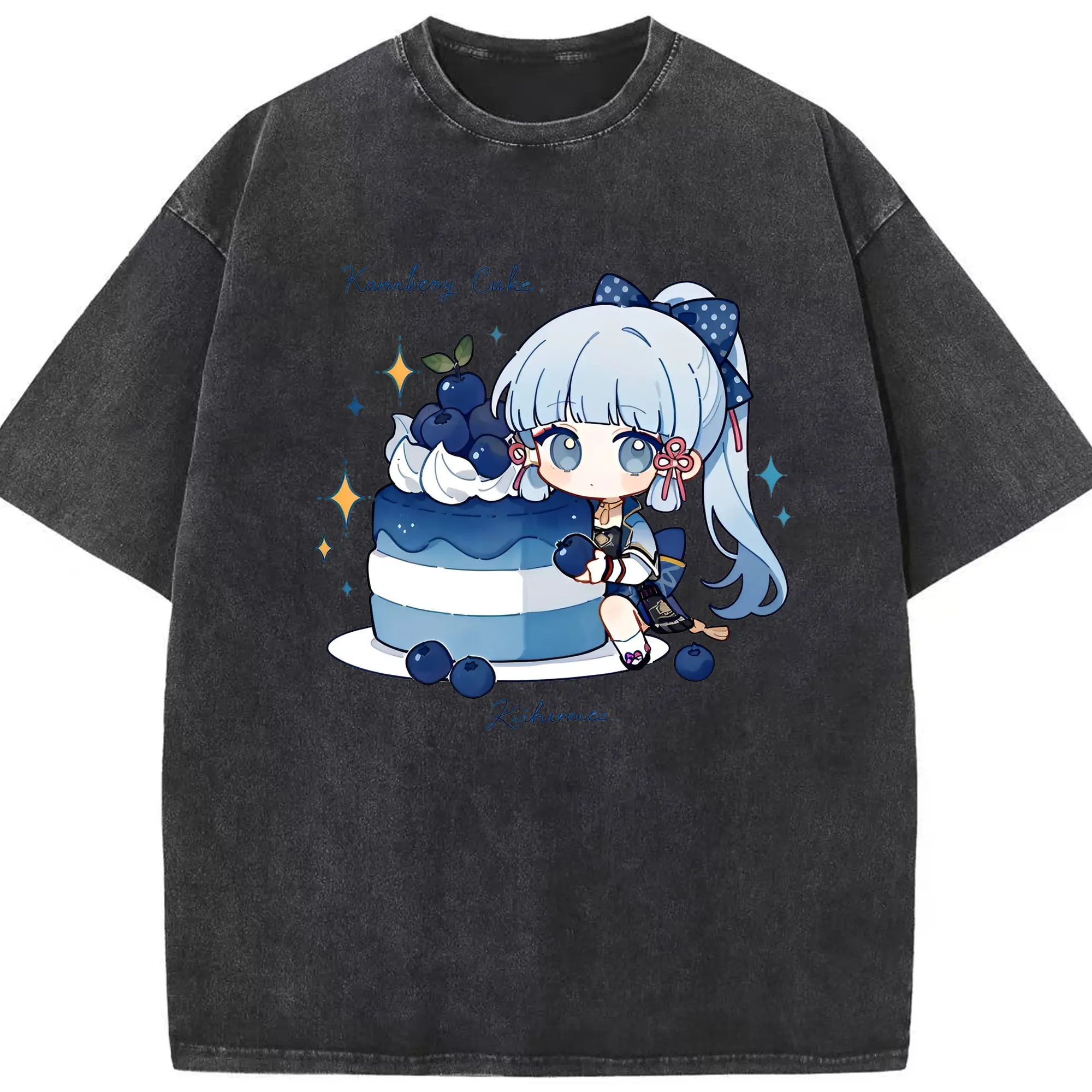 神里綾華 原宿系スタイル  おしゃれデザイン ファッション - 綿100％ ヴィンテージ風 半袖Tシャツ ・ フロントプリント ・ 柔らか肌触り ・ 通気性 快適 ・ スポーツ カジュアル 外出用