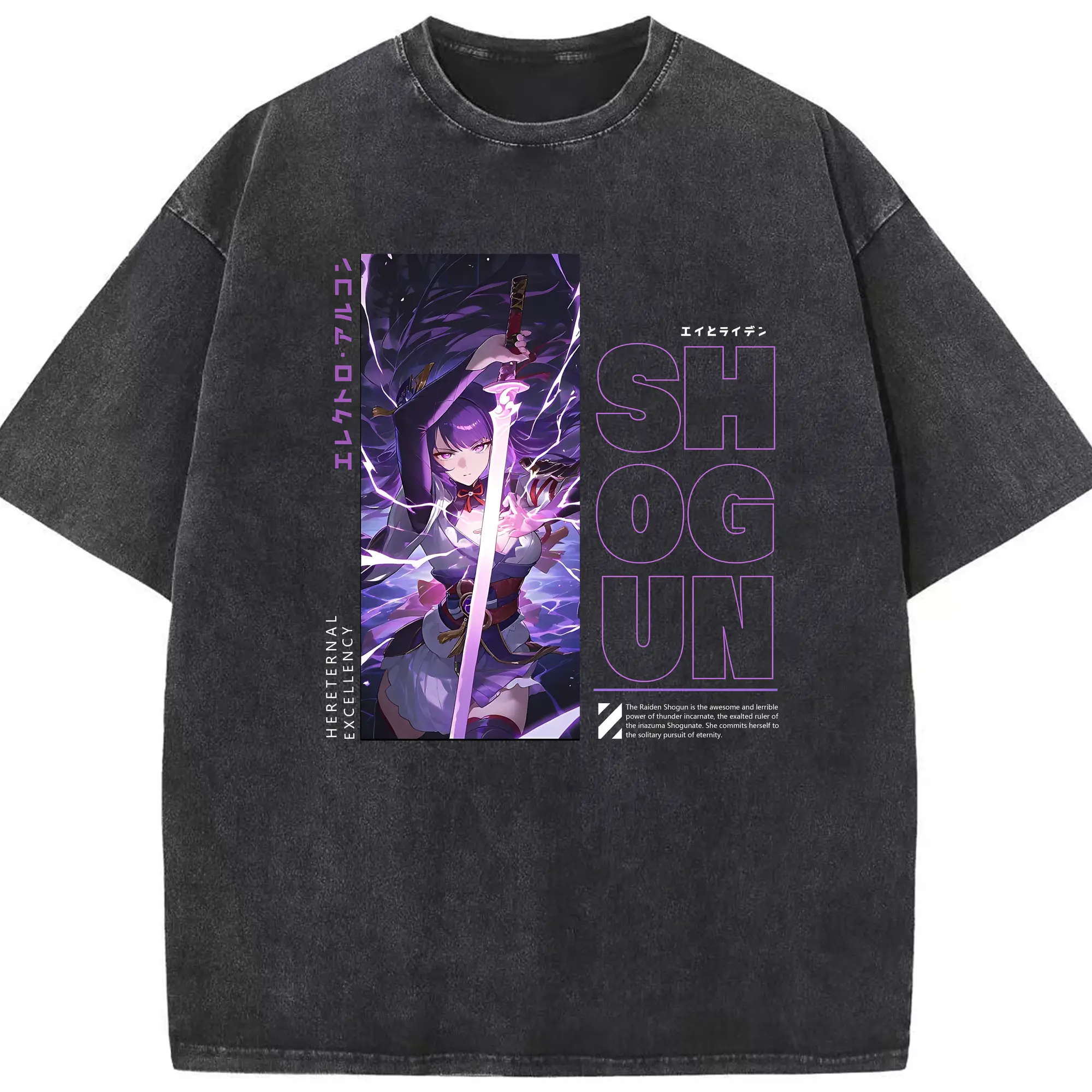 原神 雷電将軍 人気キャラクター 限定デザイン【2025新作】原神 雷電将軍 人気キャラクター 限定デザイン【2025新作】 - 綿100％ ヴィンテージ風 半袖Tシャツ ・ フロントプリント ・ 柔らか肌触り ・ 通気性 快適 ・ スポーツ カジュアル 外出用