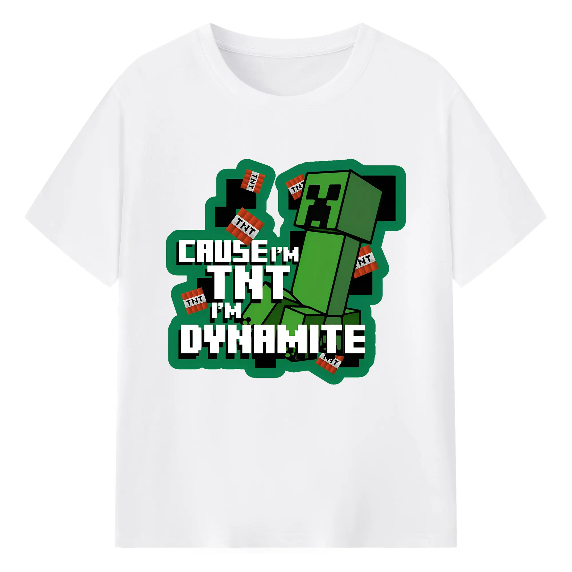 【人気急上昇】マインクラフト グッズ風 - 綿100％ 半袖Tシャツ ・ フロントプリント ・ 快適 通気性 ・ 日常使い 散歩 スポーツ用