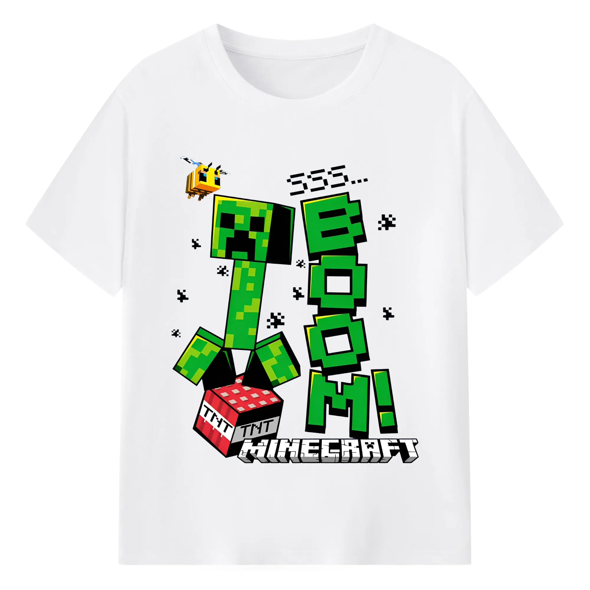 マインクラフト ピクセルアートデザイン - 綿100％ 半袖Tシャツ ・ フロントプリント ・ 快適 通気性 ・ 日常使い 散歩 スポーツ用