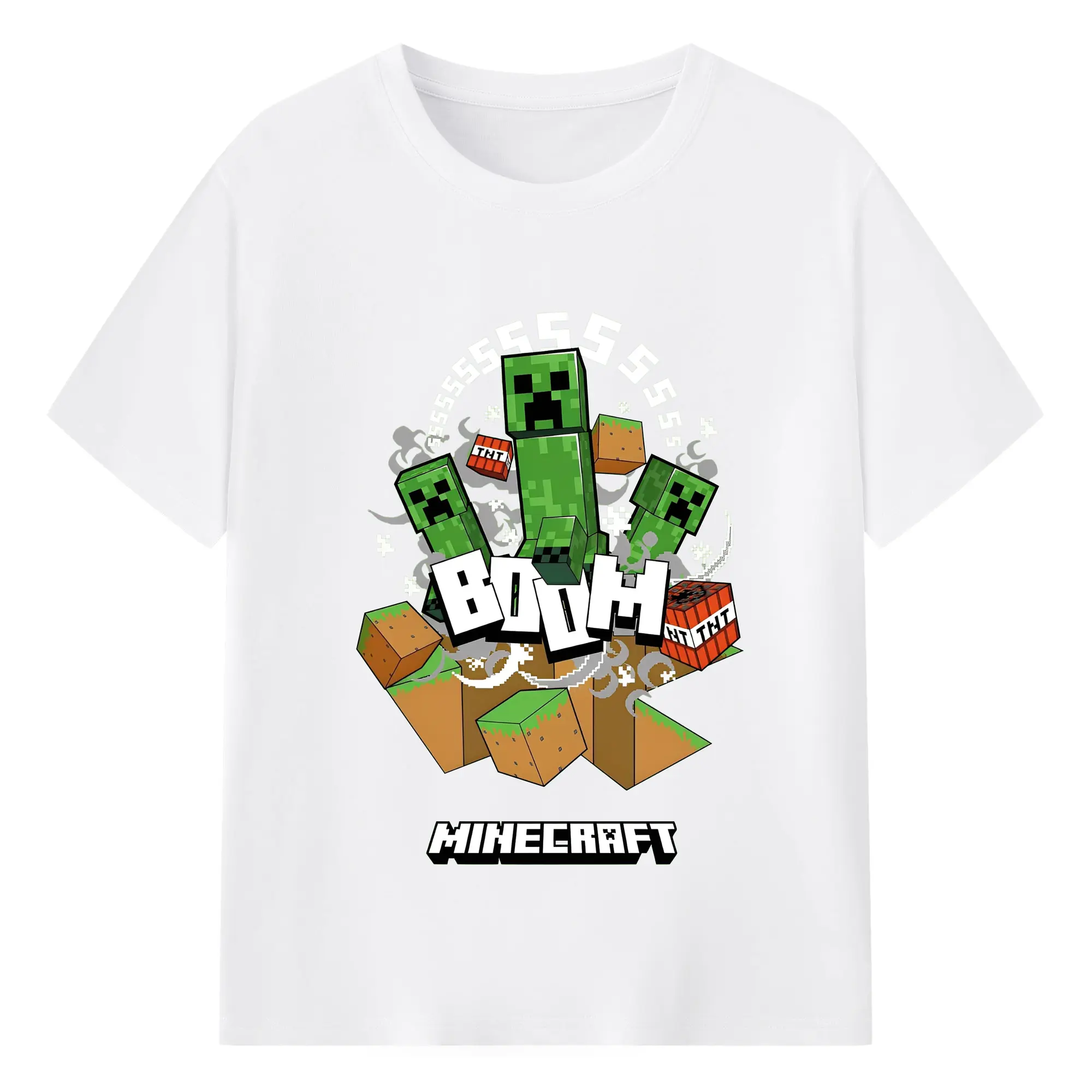 マインクラフト プレイヤー必見 - 綿100％ 半袖Tシャツ ・ フロントプリント ・ 快適 通気性 ・ 日常使い 散歩 スポーツ用