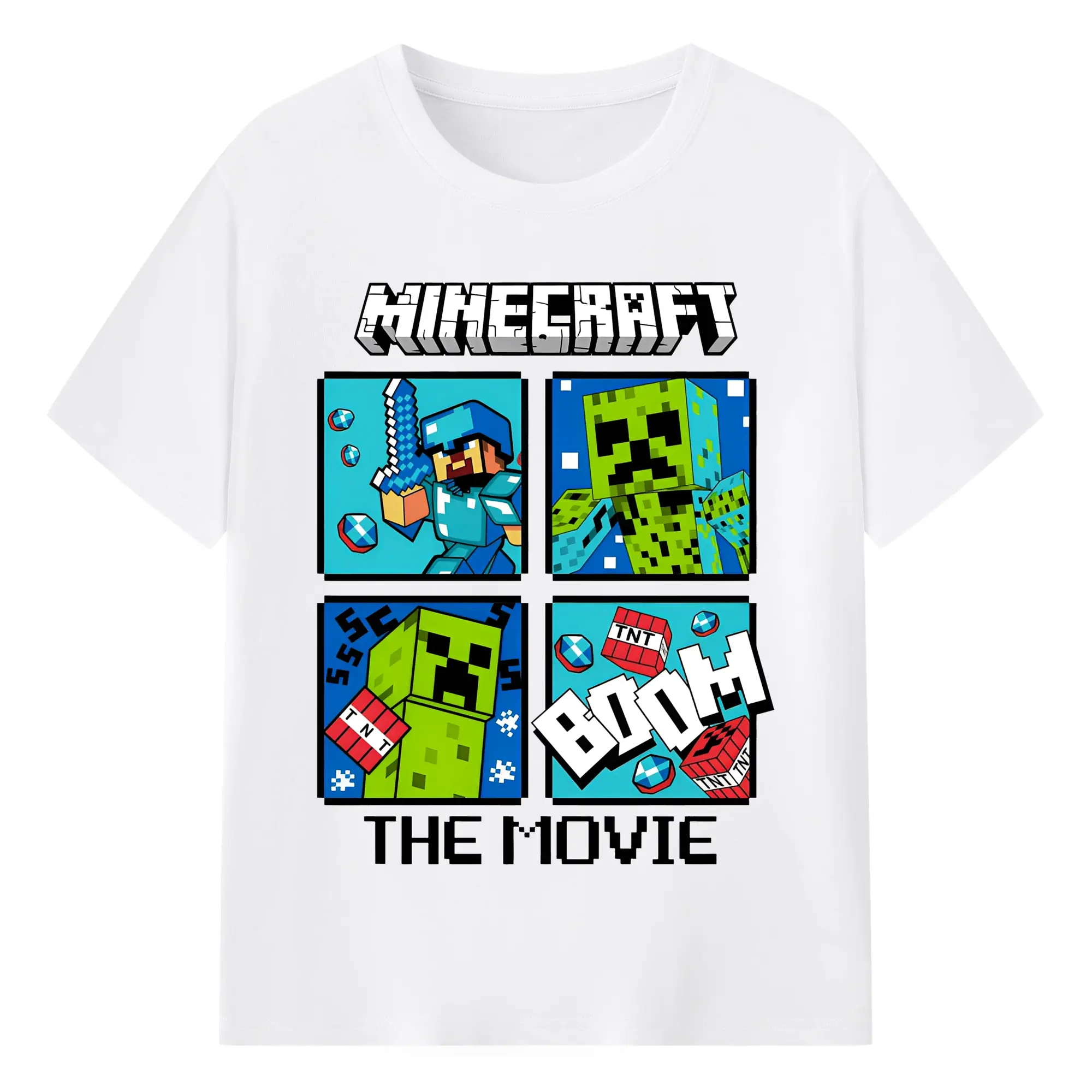 マインクラフト キャラクターズ コレクション - 綿100％ 半袖Tシャツ ・ フロントプリント ・ 快適 通気性 ・ 日常使い 散歩 スポーツ用