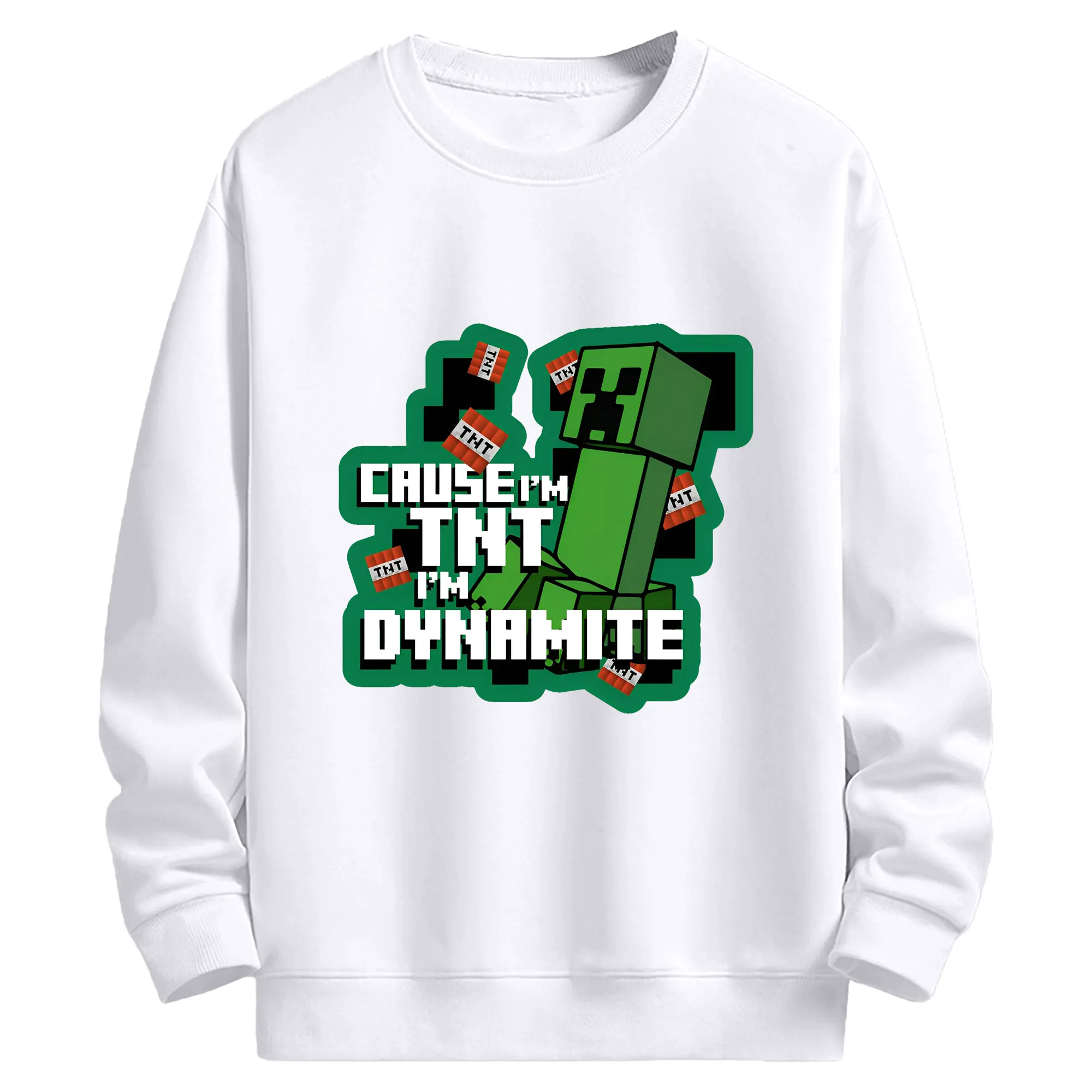 【人気急上昇】マインクラフト グッズ風 - 高品質 クルーネック スウェット ・ コットン59％ ポリエステル41％ ・ ユニセックス 長袖 トレーナー ・ カジュアル デイリー スポーツ 散歩用