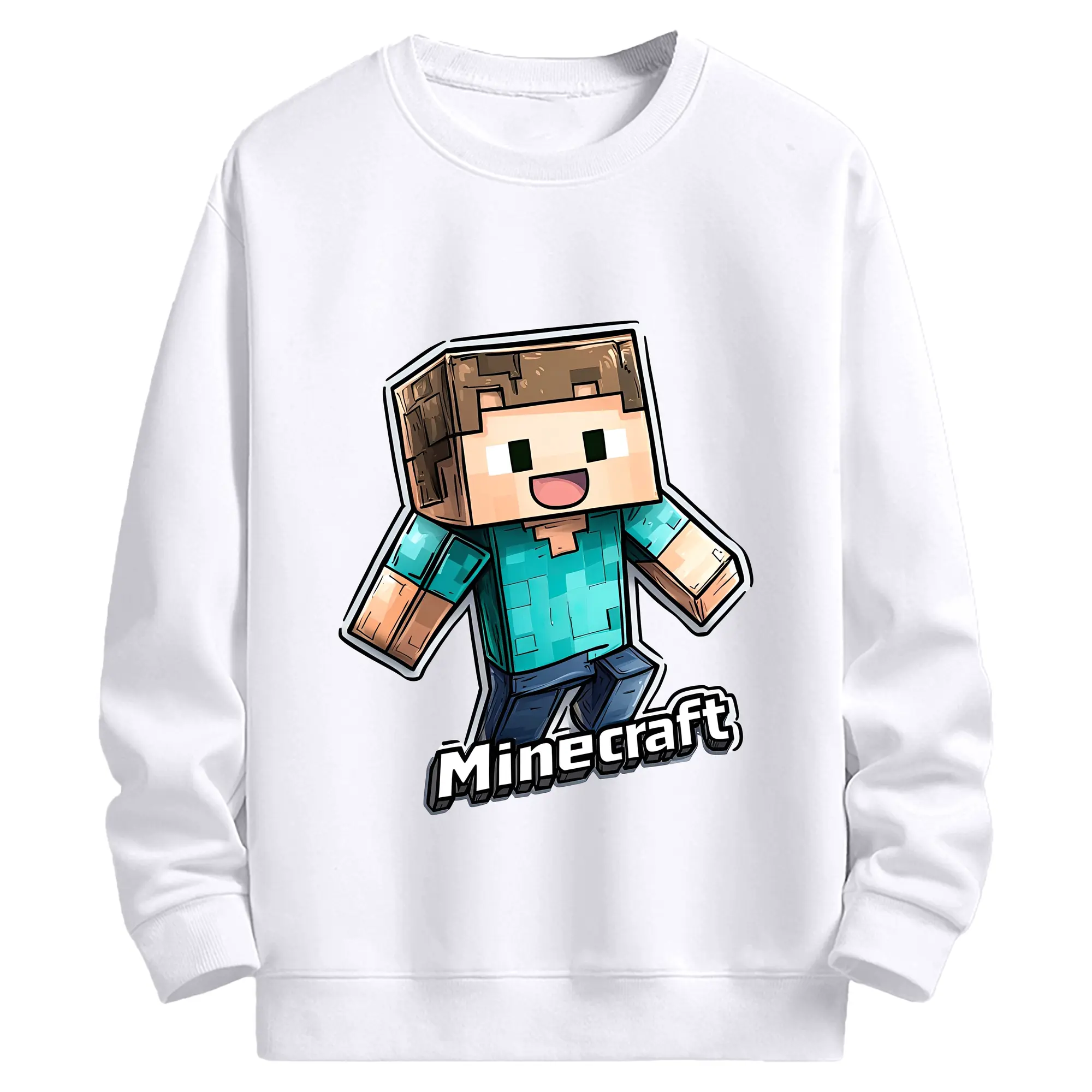 マインクラフト キッズ＆ファミリー - 高品質 クルーネック スウェット ・ コットン59％ ポリエステル41％ ・ ユニセックス 長袖 トレーナー ・ カジュアル デイリー スポーツ 散歩用