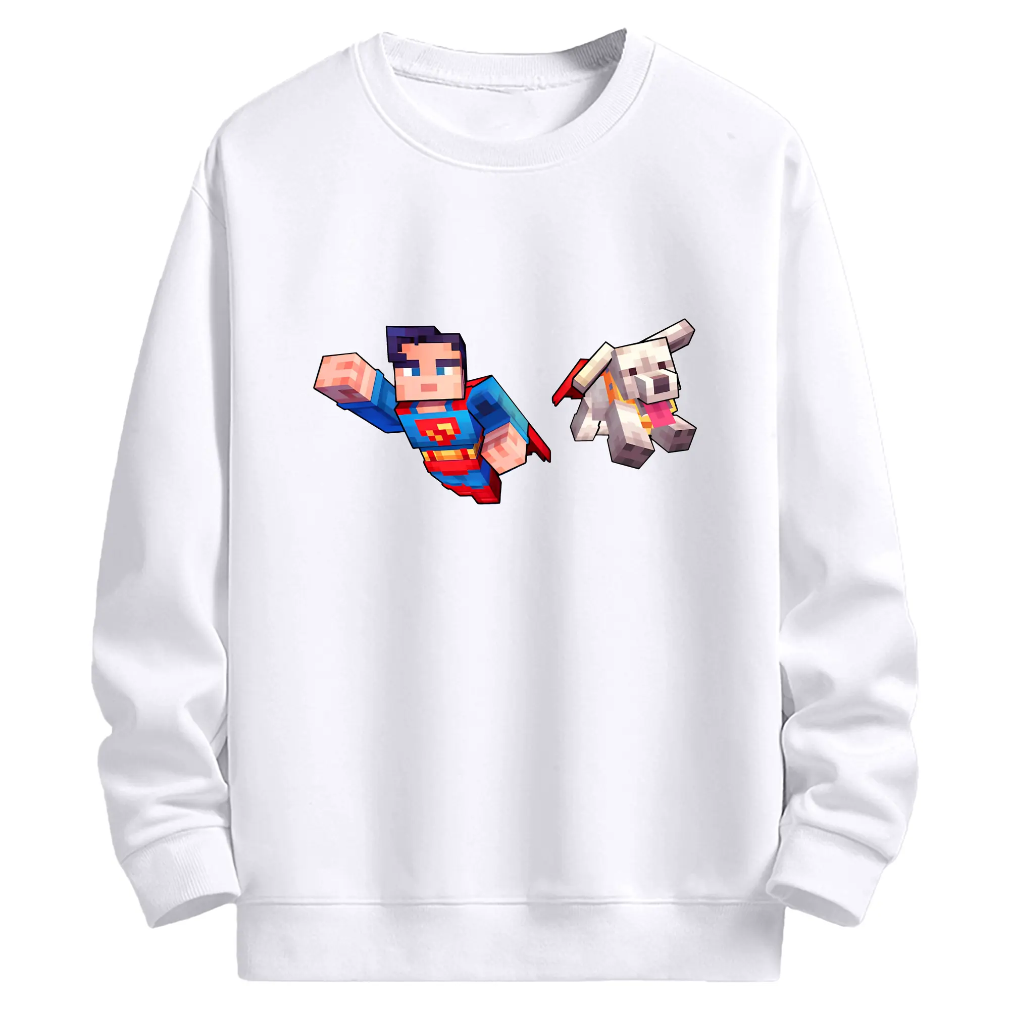 【限定】マインクラフト コラボ - 高品質 クルーネック スウェット ・ コットン59％ ポリエステル41％ ・ ユニセックス 長袖 トレーナー ・ カジュアル デイリー スポーツ 散歩用