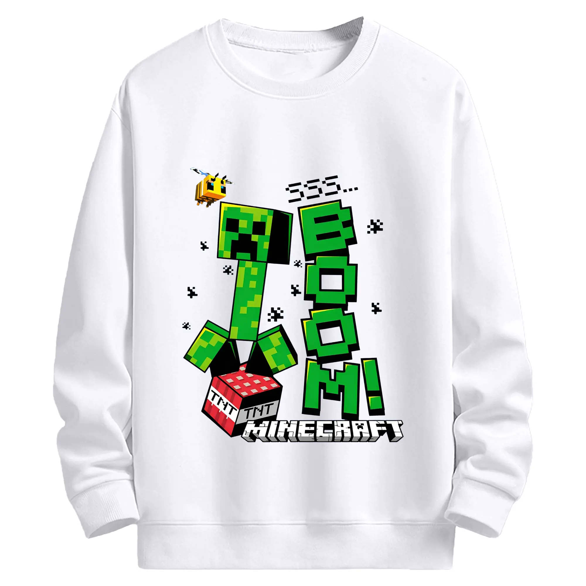 マインクラフト ピクセルアートデザイン - 高品質 クルーネック スウェット ・ コットン59％ ポリエステル41％ ・ ユニセックス 長袖 トレーナー ・ カジュアル デイリー スポーツ 散歩用