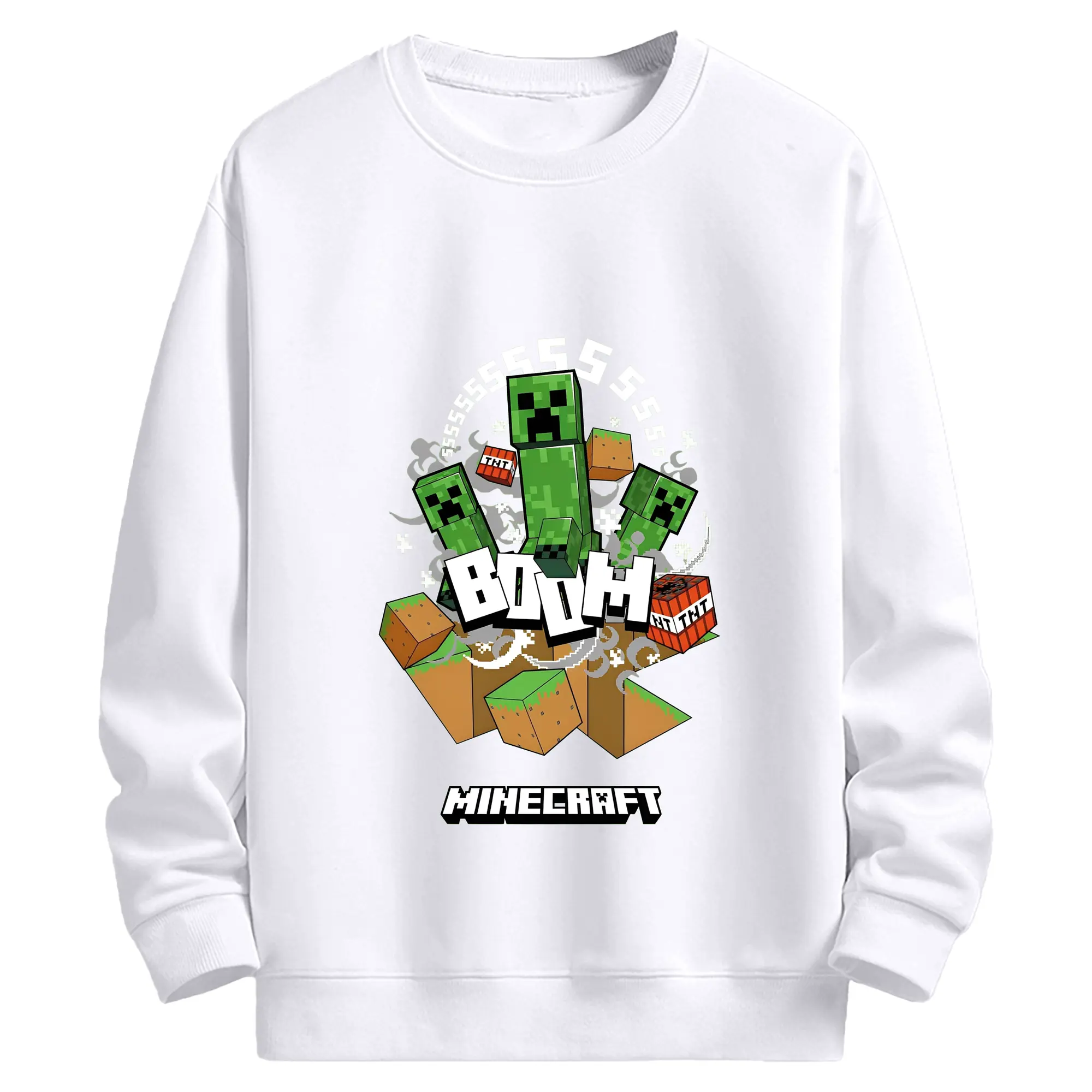 マインクラフト プレイヤー必見 - 高品質 クルーネック スウェット ・ コットン59％ ポリエステル41％ ・ ユニセックス 長袖 トレーナー ・ カジュアル デイリー スポーツ 散歩用