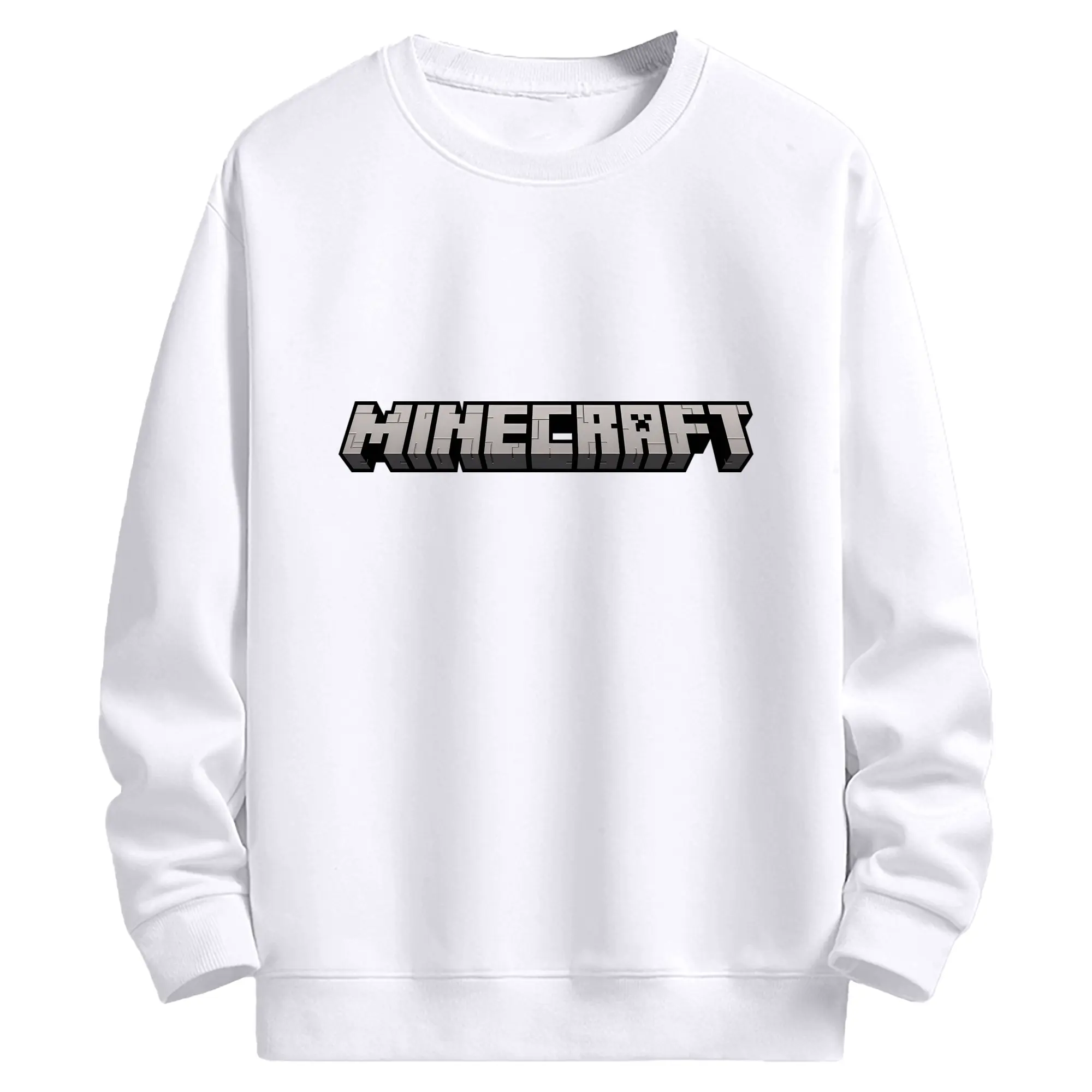 マインクラフト ロゴデザイン カジュアル - 高品質 クルーネック スウェット ・ コットン59％ ポリエステル41％ ・ ユニセックス 長袖 トレーナー ・ カジュアル デイリー スポーツ 散歩用