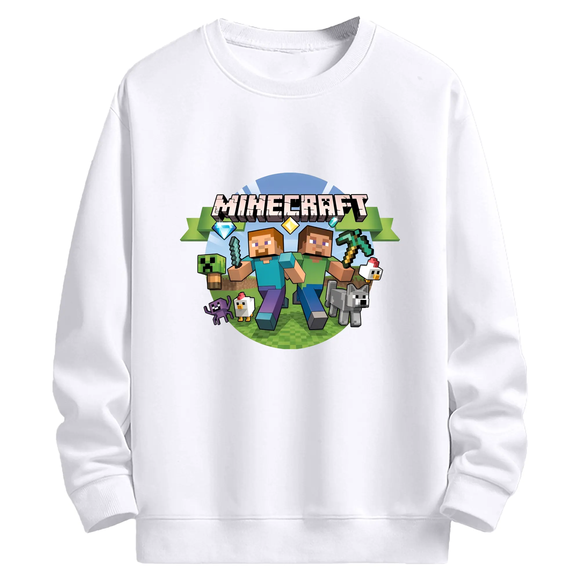 マインクラフト アドベンチャー モチーフ - 高品質 クルーネック スウェット ・ コットン59％ ポリエステル41％ ・ ユニセックス 長袖 トレーナー ・ カジュアル デイリー スポーツ 散歩用