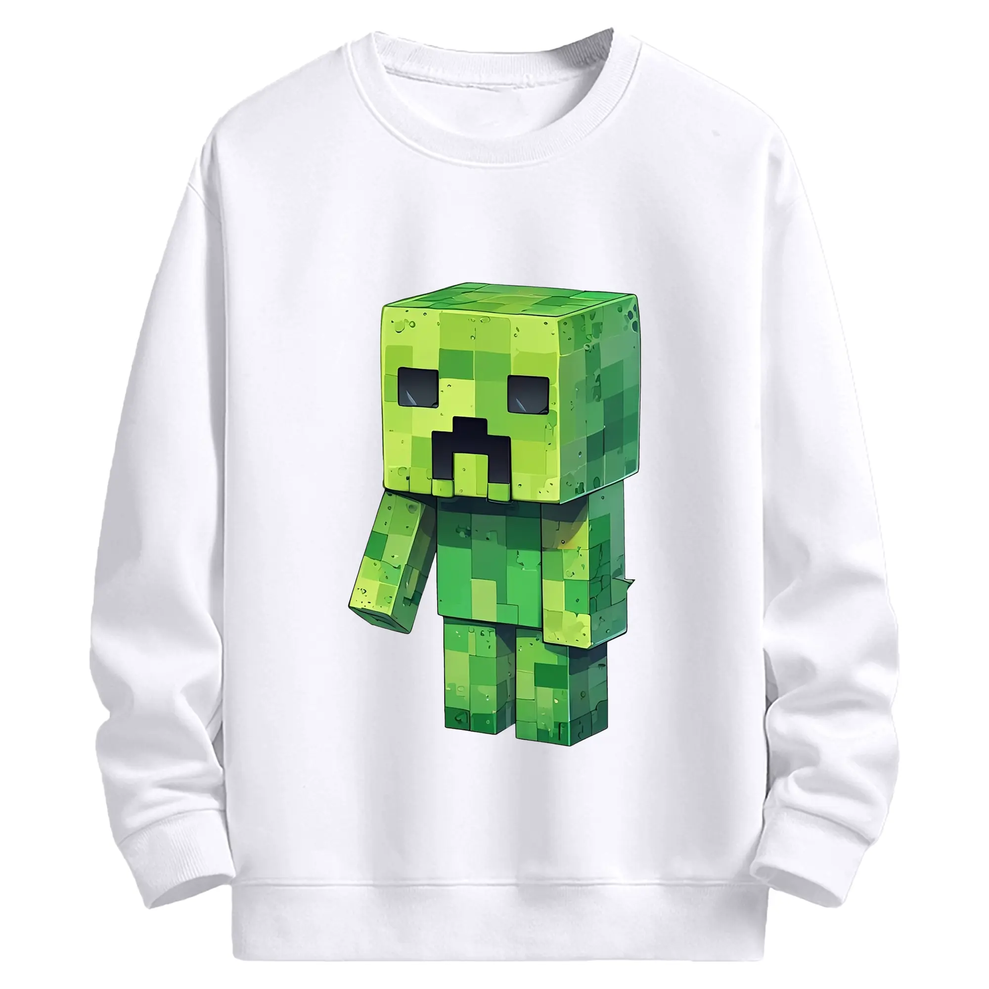 モノトーン マインクラフト クール - 高品質 クルーネック スウェット ・ コットン59％ ポリエステル41％ ・ ユニセックス 長袖 トレーナー ・ カジュアル デイリー スポーツ 散歩用