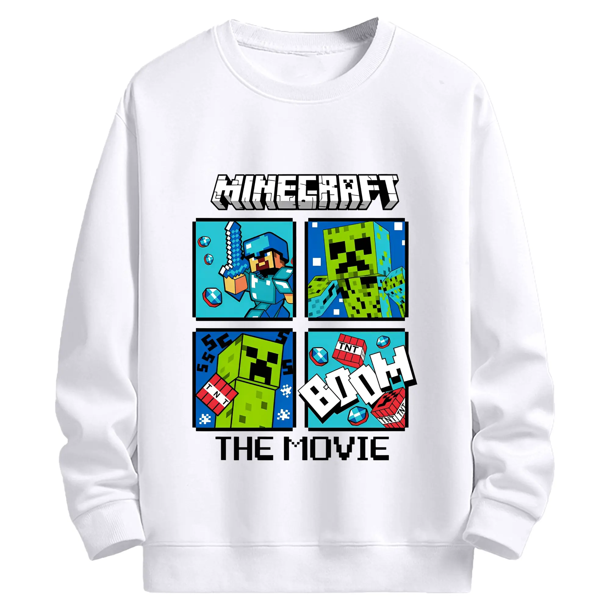 マインクラフト キャラクターズ コレクション - 高品質 クルーネック スウェット ・ コットン59％ ポリエステル41％ ・ ユニセックス 長袖 トレーナー ・ カジュアル デイリー スポーツ 散歩用