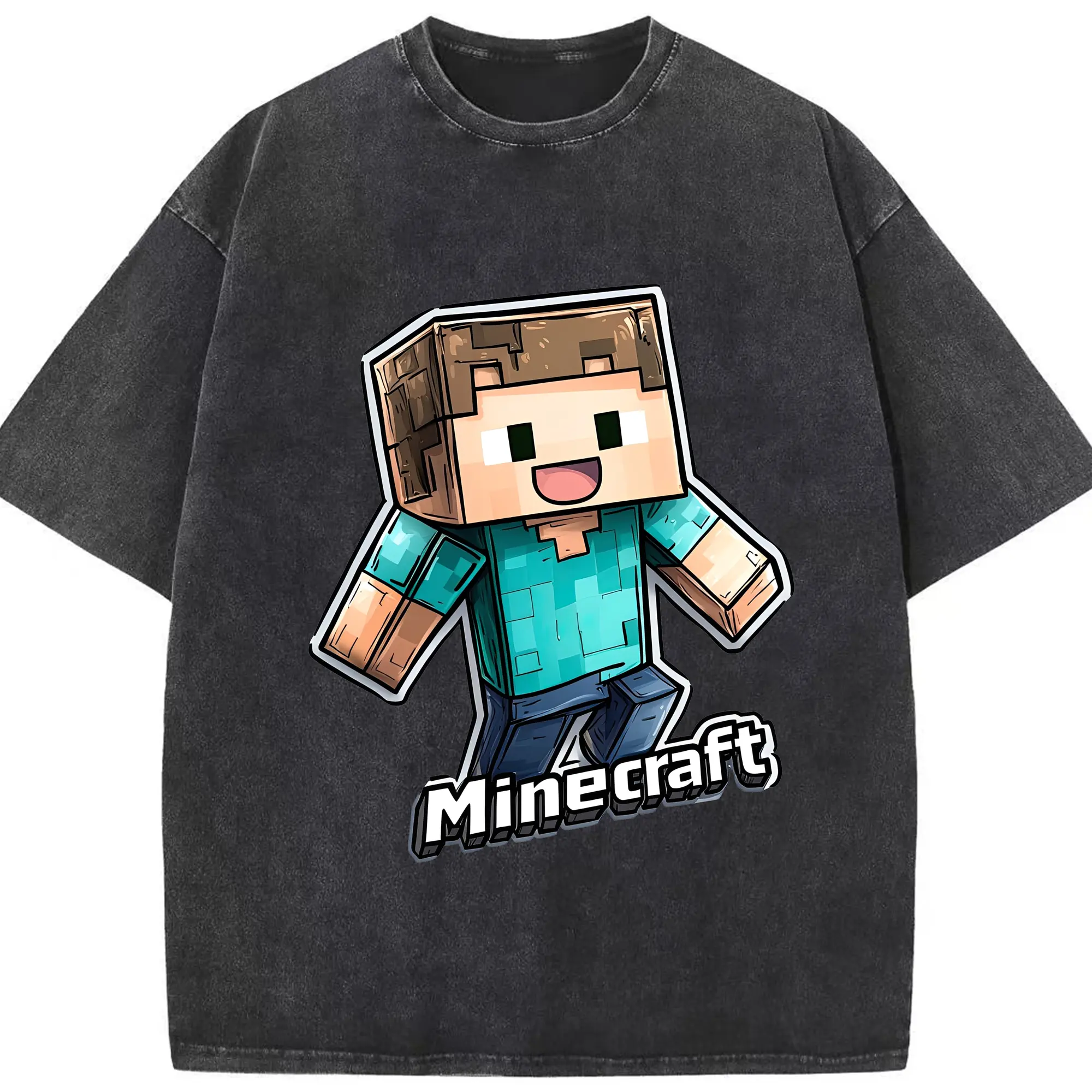 マインクラフト キッズ＆ファミリー - 綿100％ ヴィンテージ風 半袖Tシャツ ・ フロントプリント ・ 柔らか肌触り ・ 通気性 快適 ・ スポーツ カジュアル 外出用