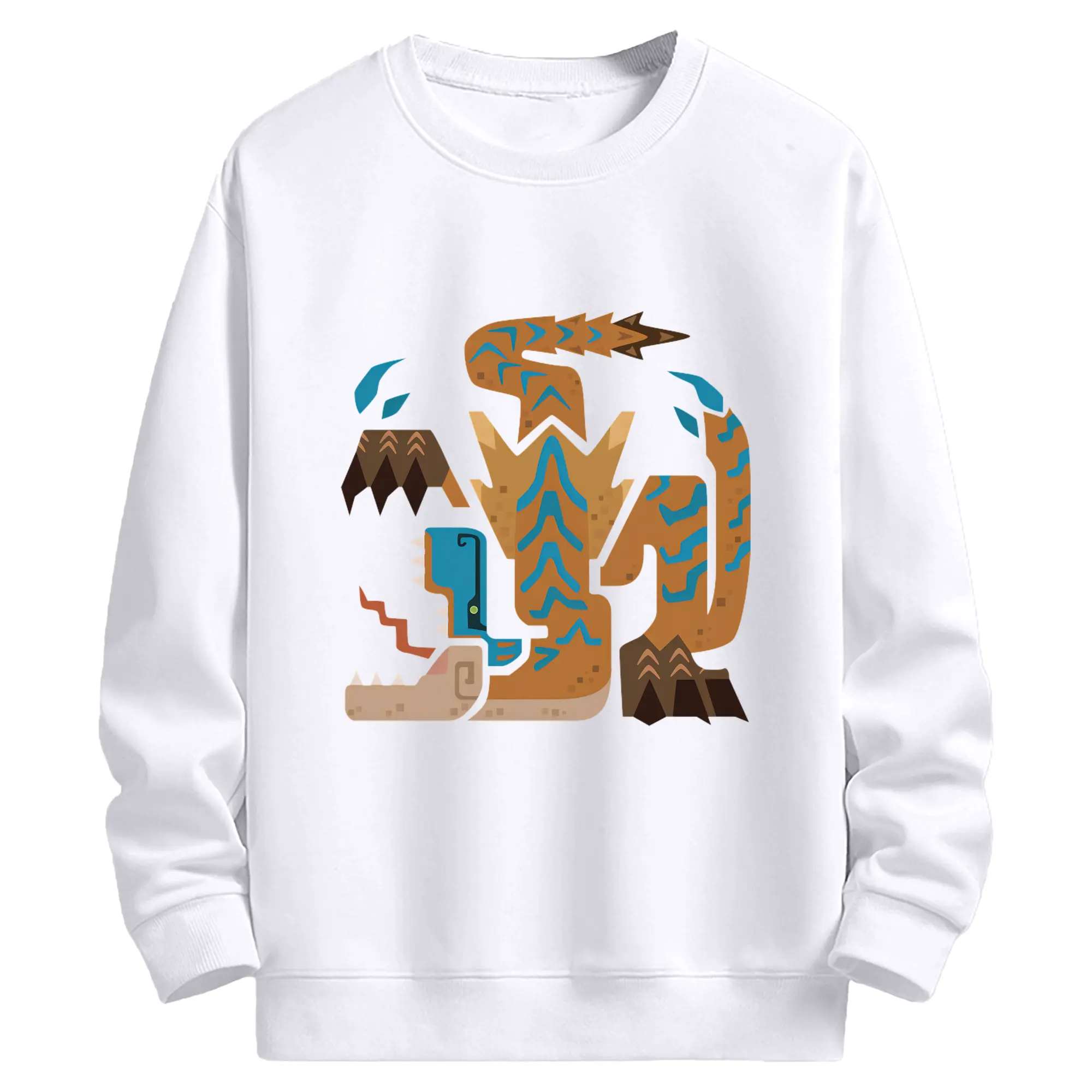 ティガレックス ハンター必見！迫力満点モンハン - 高品質 クルーネック スウェット ・ コットン59％ ポリエステル41％ ・ ユニセックス 長袖 トレーナー ・ カジュアル デイリー スポーツ 散歩用