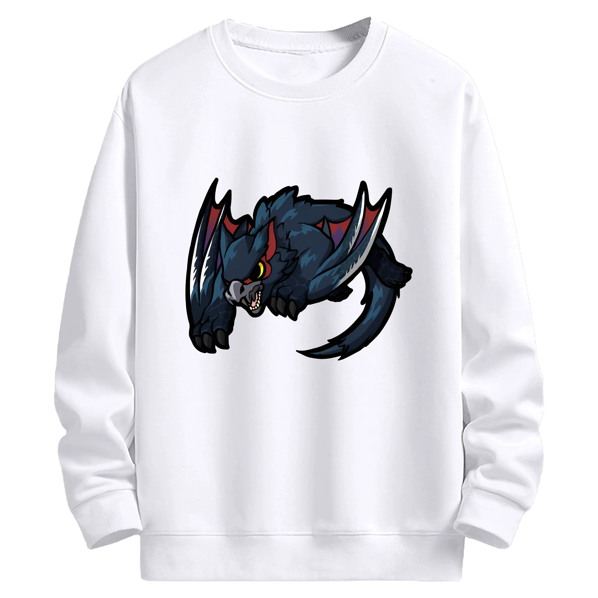 ナルガクルガ 素早さ全開！スタイリッシュデザイン - 高品質 クルーネック スウェット ・ コットン59％ ポリエステル41％ ・ ユニセックス 長袖 トレーナー ・ カジュアル デイリー スポーツ 散歩用