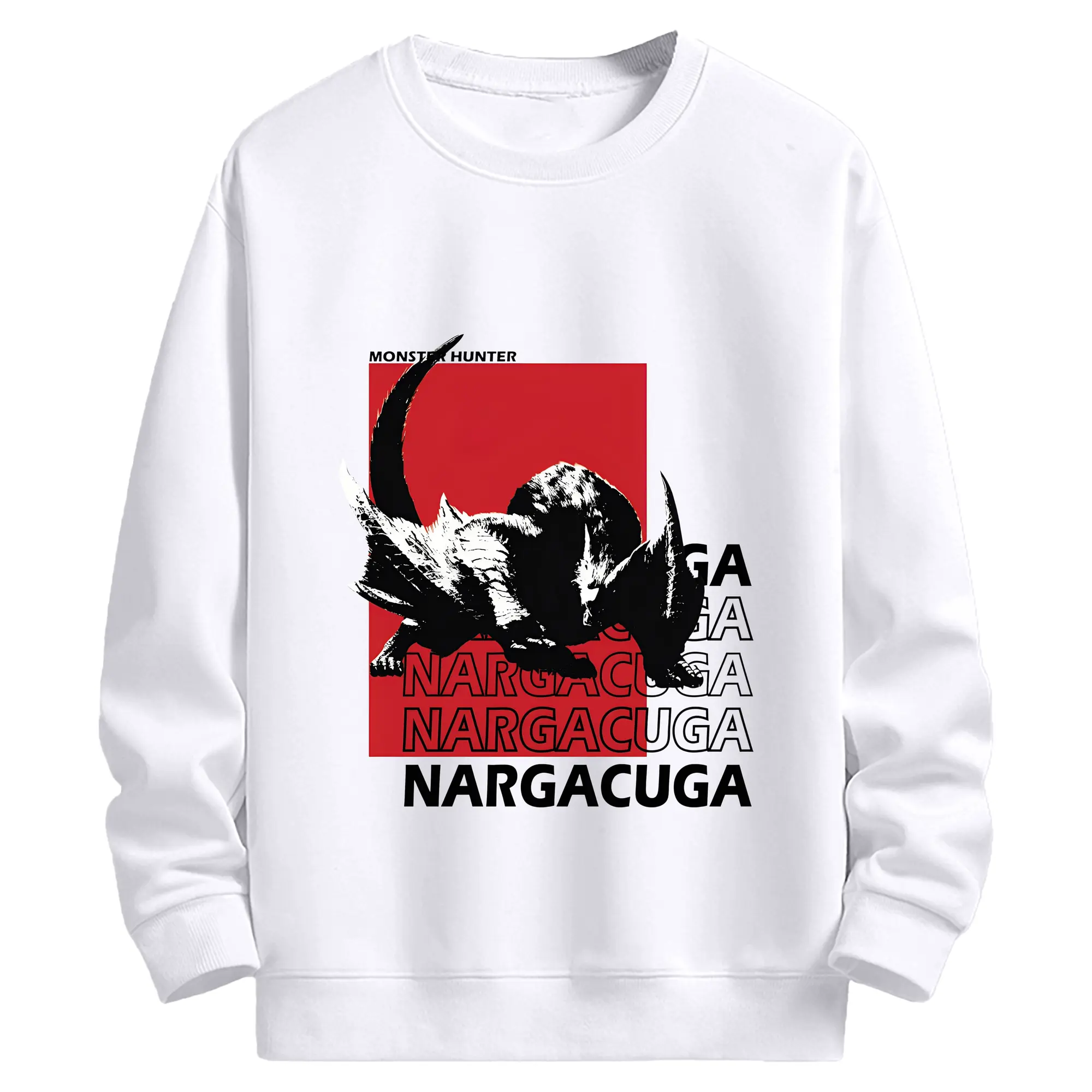 ナルガクルガ ハンター必見！迫力満点モンハングッズ - 高品質 クルーネック スウェット ・ コットン59％ ポリエステル41％ ・ ユニセックス 長袖 トレーナー ・ カジュアル デイリー スポーツ 散歩用