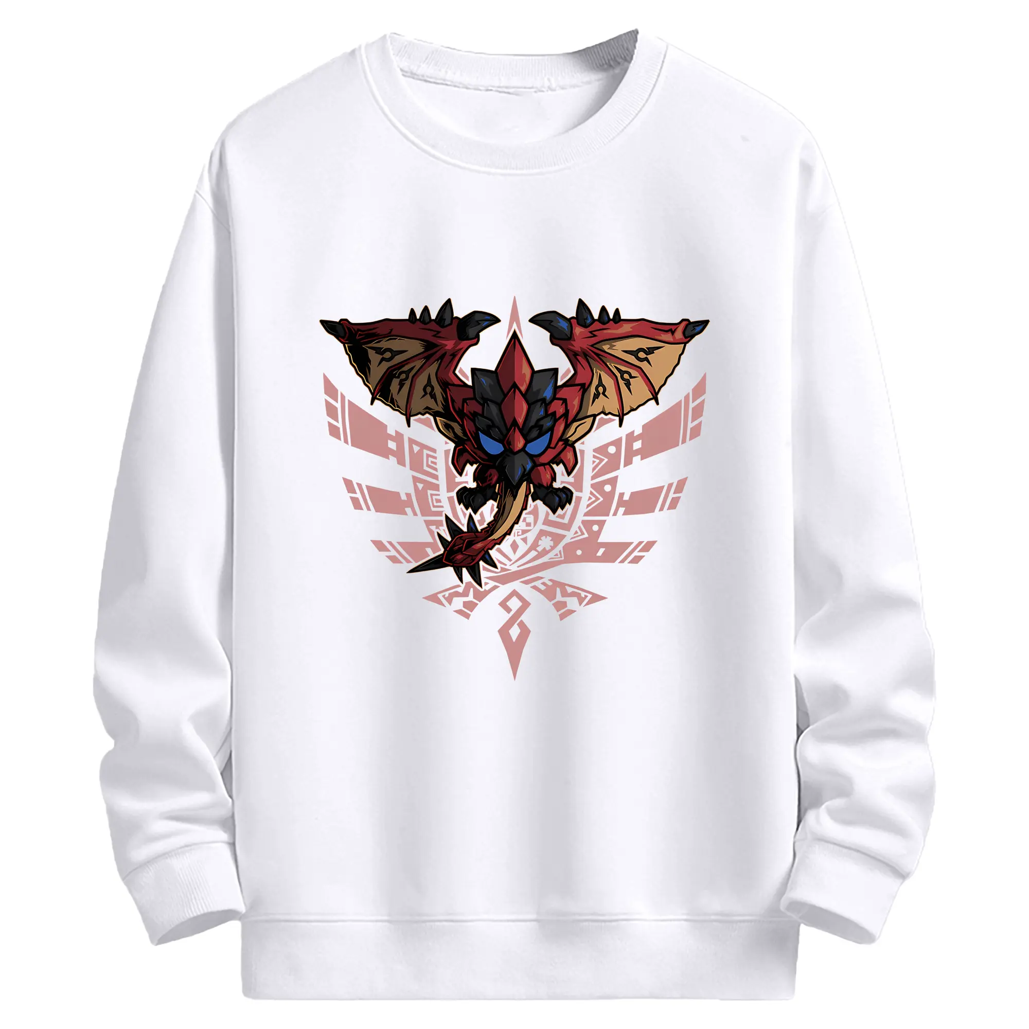 リオレウス ハンター必見！迫力満点モンハングッズ - 高品質 クルーネック スウェット ・ コットン59％ ポリエステル41％ ・ ユニセックス 長袖 トレーナー ・ カジュアル デイリー スポーツ 散歩用