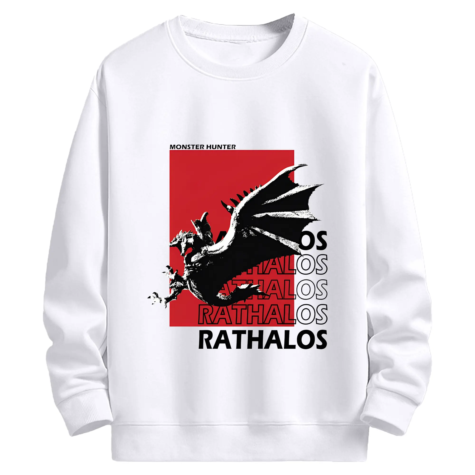 モンスターハンター人気モンスター リオレウス 限定 - 高品質 クルーネック スウェット ・ コットン59％ ポリエステル41％ ・ ユニセックス 長袖 トレーナー ・ カジュアル デイリー スポーツ 散歩用