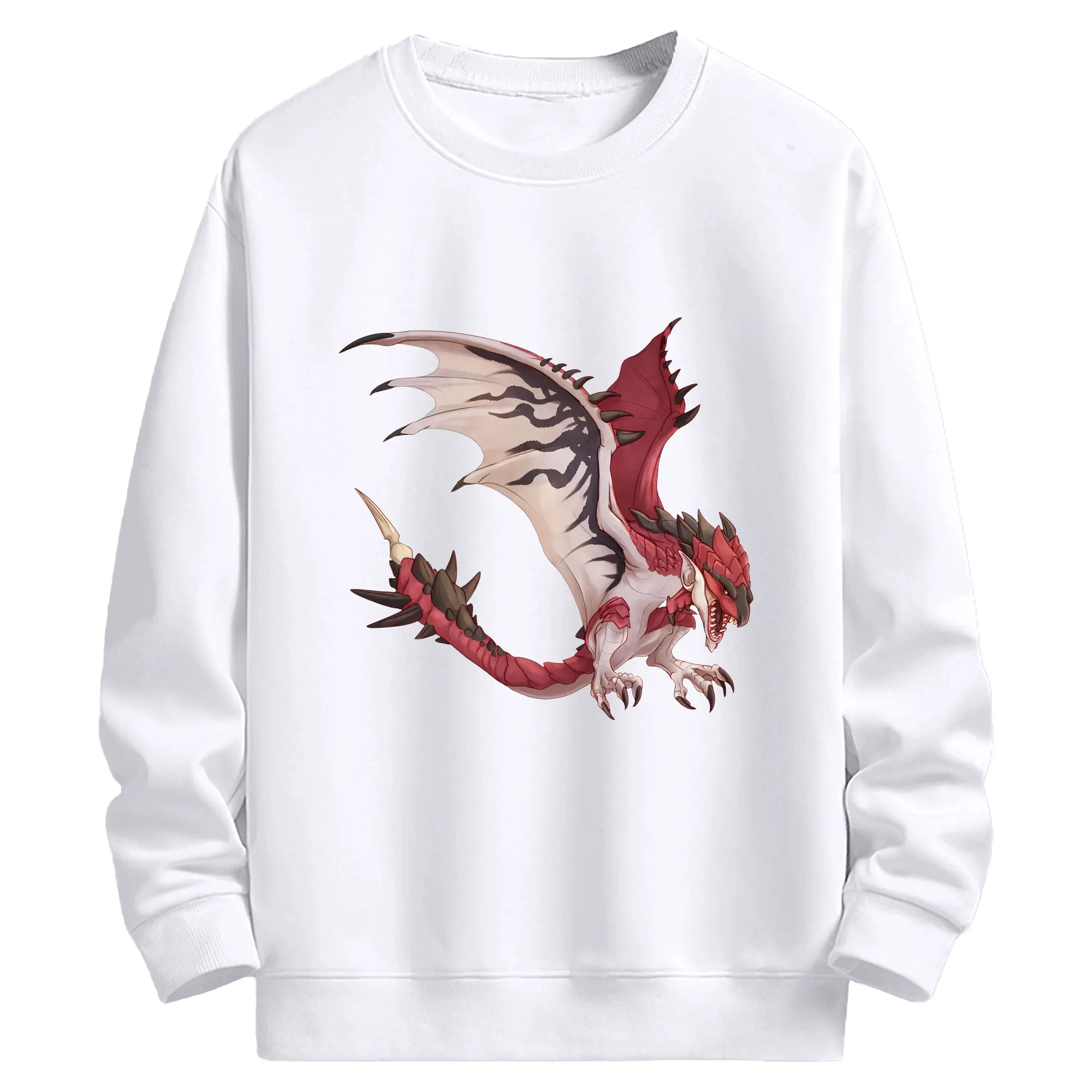 モンハン伝説モンスター リオレウス グラフィック - 高品質 クルーネック スウェット ・ コットン59％ ポリエステル41％ ・ ユニセックス 長袖 トレーナー ・ カジュアル デイリー スポーツ 散歩用