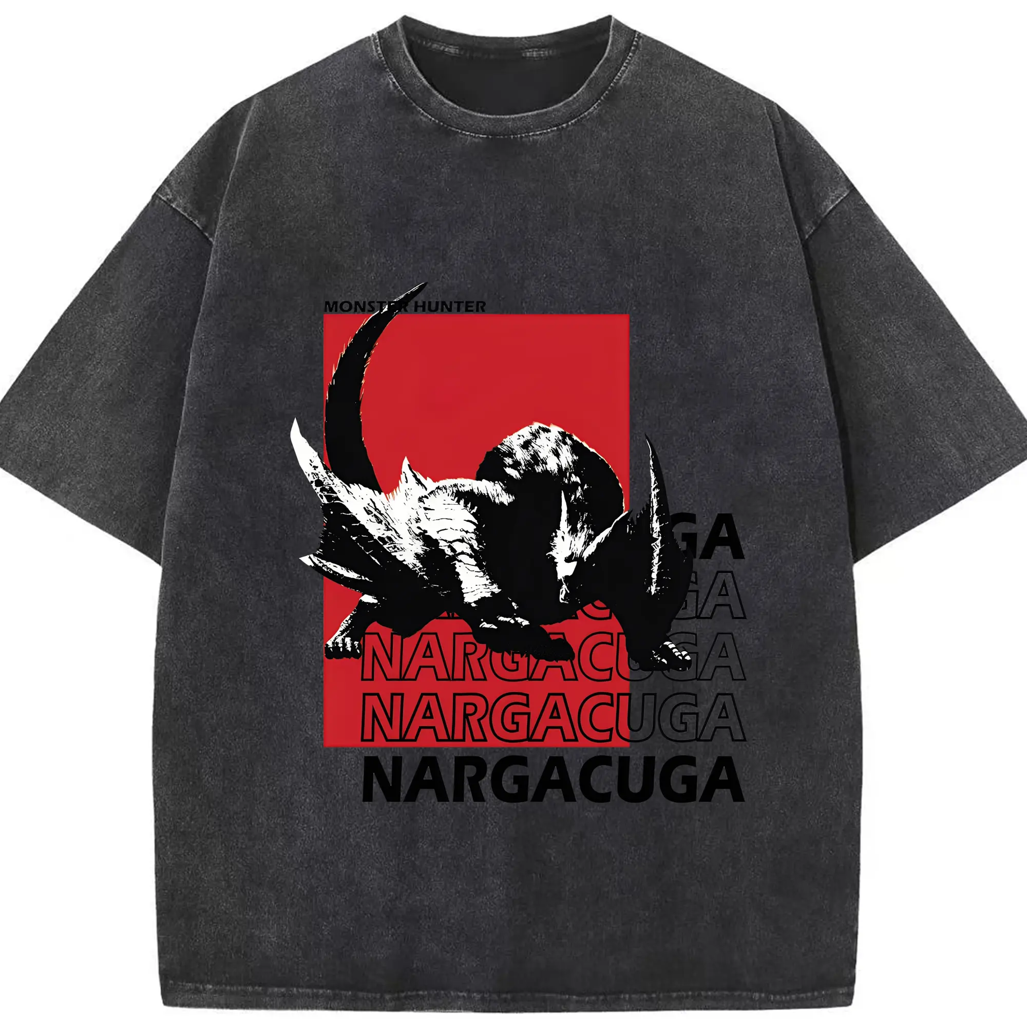 ナルガクルガ ハンター必見！迫力満点モンハングッズ - 綿100％ ヴィンテージ風 半袖Tシャツ ・ フロントプリント ・ 柔らか肌触り ・ 通気性 快適 ・ スポーツ カジュアル 外出用