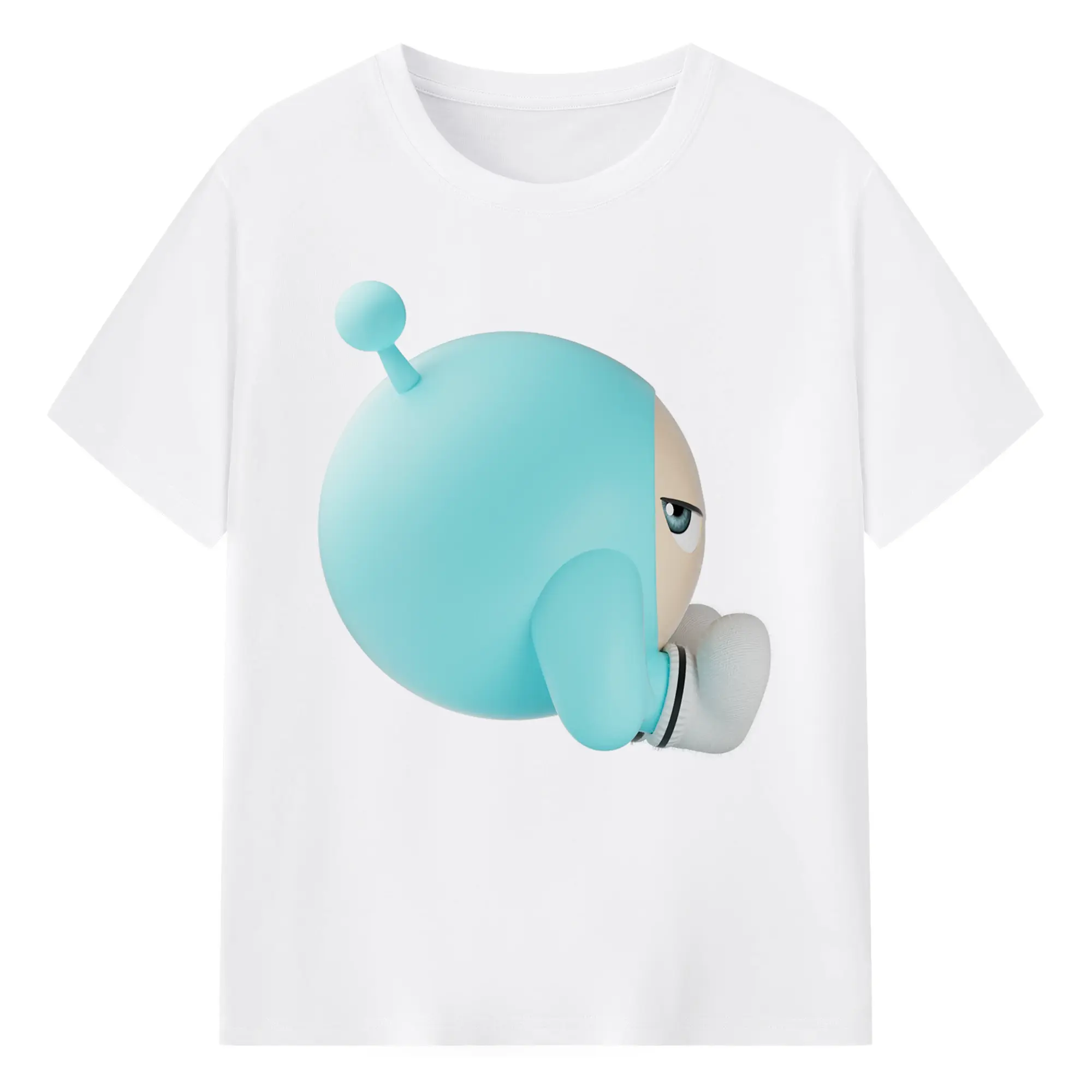 「クールに決める！エギーパーティー 蛋小藍 スタイリッシュ - 綿100％ 半袖Tシャツ ・ フロントプリント ・ 快適 通気性 ・ 日常使い 散歩 スポーツ用