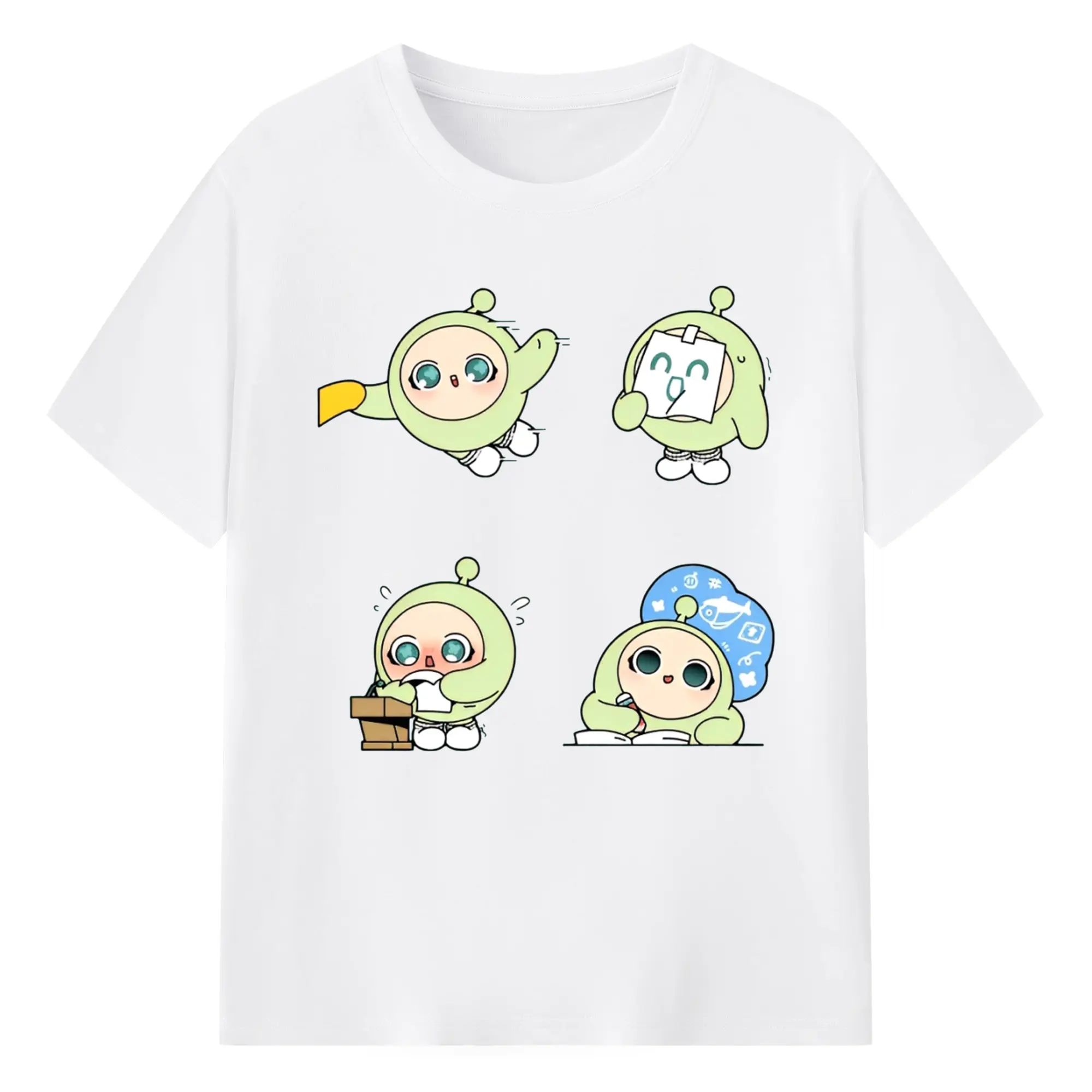 癒しカラーの蛋小緑🌱 見るだけで元気が出るキャラクター - 綿100％ 半袖Tシャツ ・ フロントプリント ・ 快適 通気性 ・ 日常使い 散歩 スポーツ用