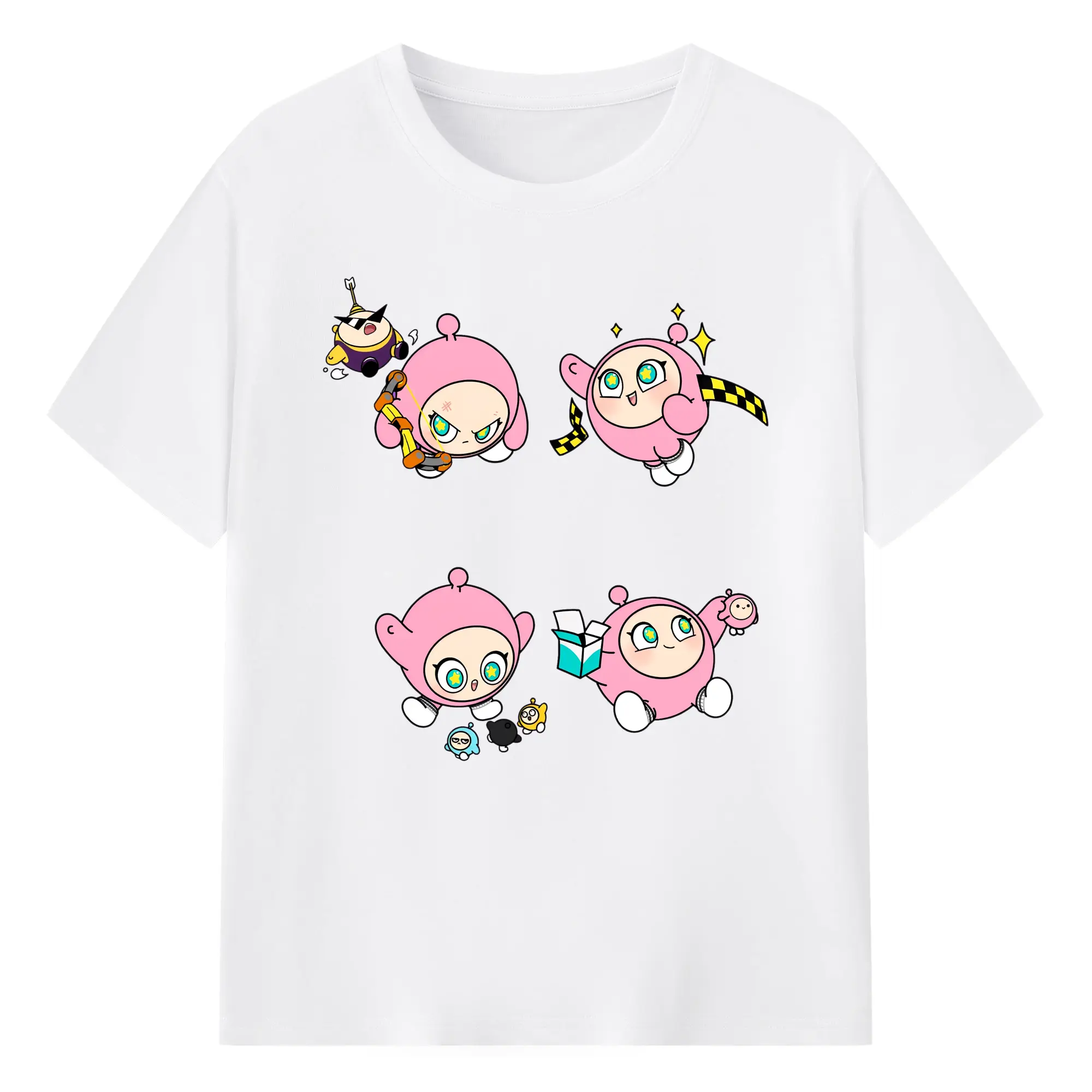 友達への贈り物に最適！蛋小粉 ゲームキャラ 限定デザイン - 綿100％ 半袖Tシャツ ・ フロントプリント ・ 快適 通気性 ・ 日常使い 散歩 スポーツ用