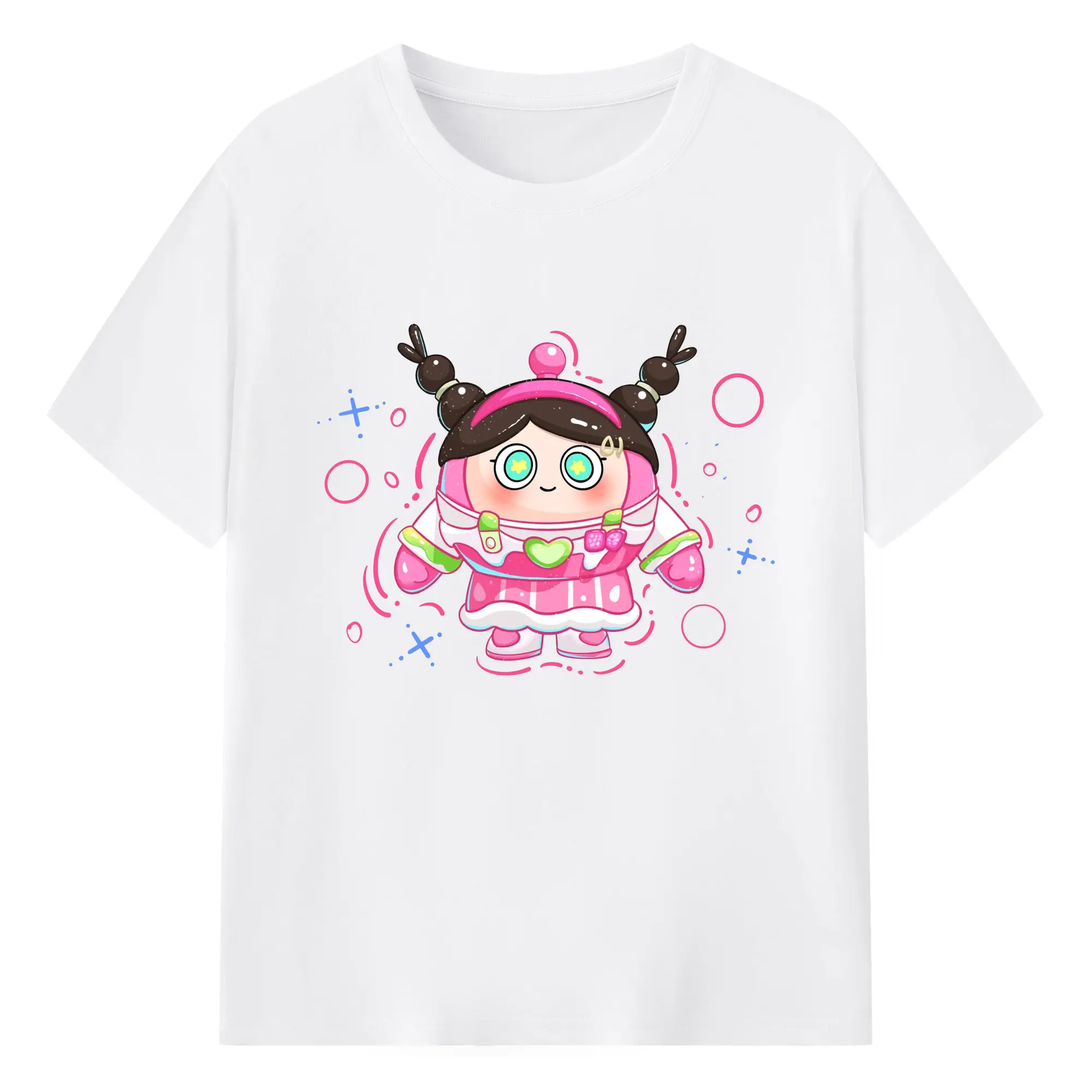 タマゴパーティー×元気森林 ミルクティーガール コラボ限定 - 綿100％ 半袖Tシャツ ・ フロントプリント ・ 快適 通気性 ・ 日常使い 散歩 スポーツ用