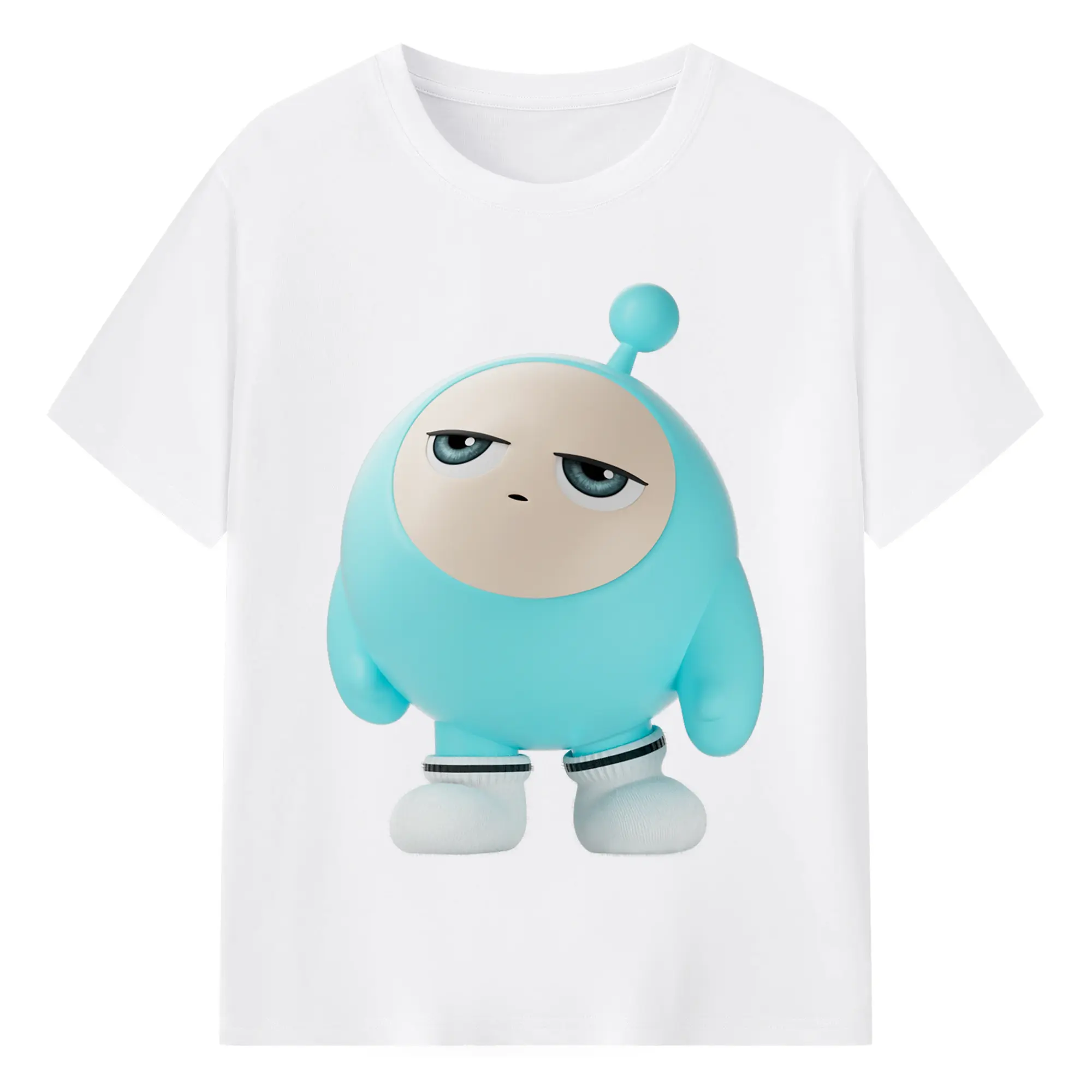 「癒し系エッグ 蛋小藍！ゲームファン必見の限定デザイン - 綿100％ 半袖Tシャツ ・ フロントプリント ・ 快適 通気性 ・ 日常使い 散歩 スポーツ用