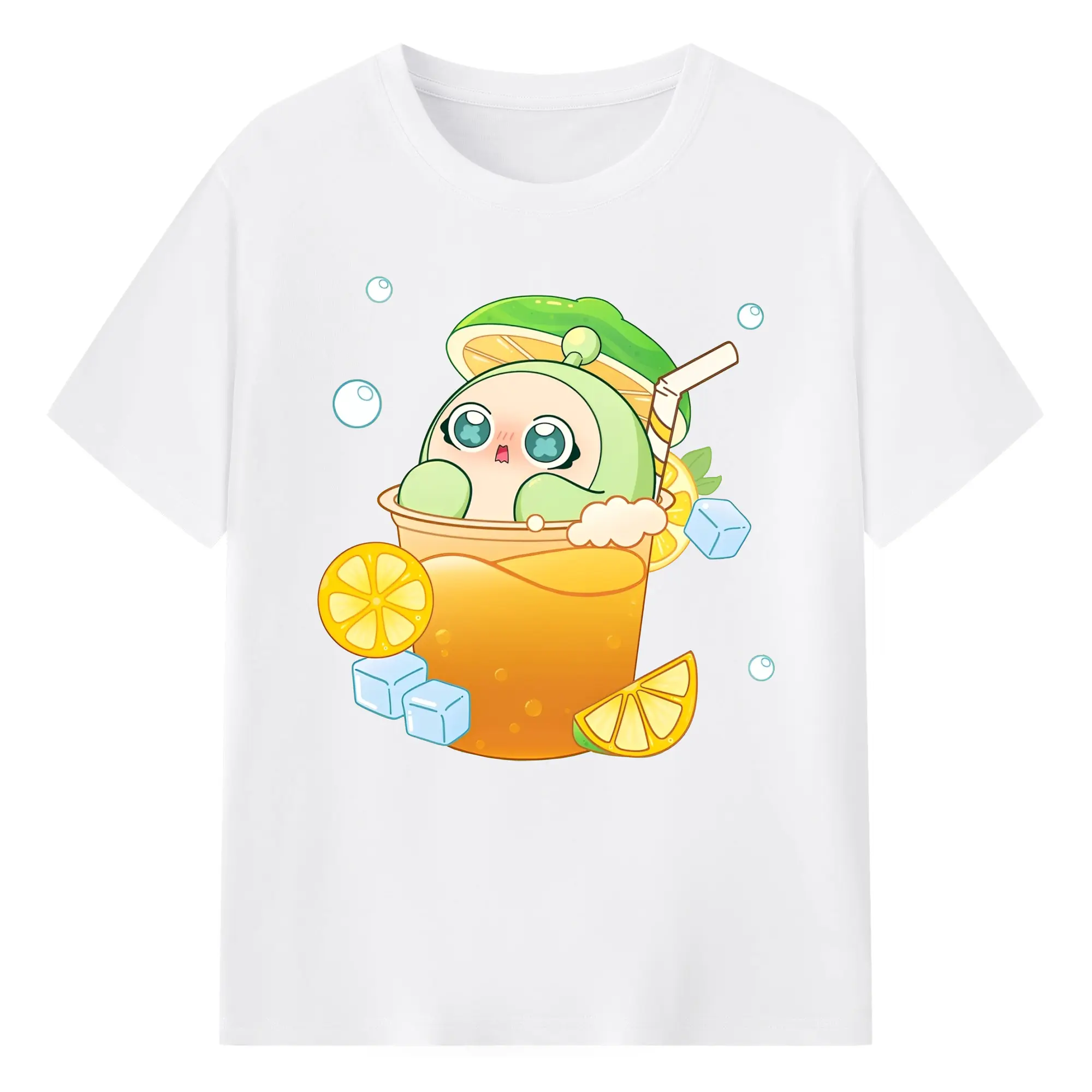 タマゴパーティー ひんやりレモンドリンク タマゴショウグリーン - 綿100％ 半袖Tシャツ ・ フロントプリント ・ 快適 通気性 ・ 日常使い 散歩 スポーツ用
