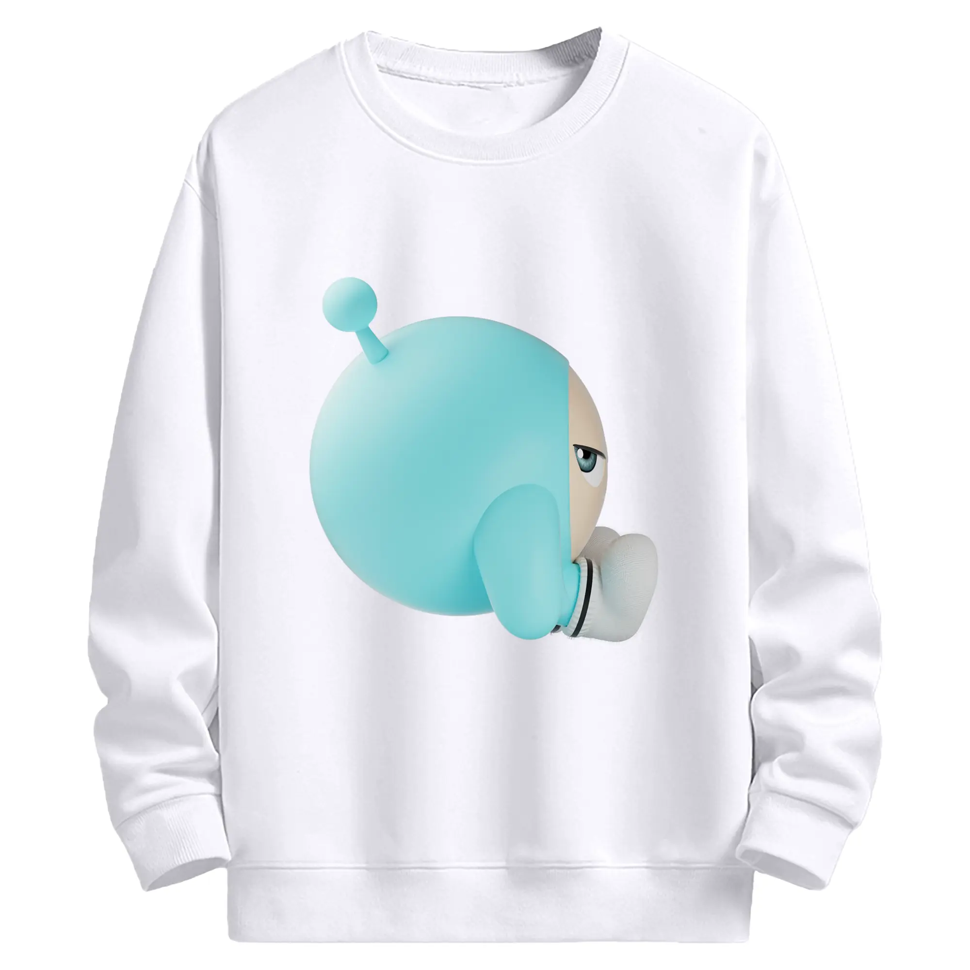 「クールに決める！エギーパーティー 蛋小藍 スタイリッシュ - 高品質 クルーネック スウェット ・ コットン59％ ポリエステル41％ ・ ユニセックス 長袖 トレーナー ・ カジュアル デイリー スポーツ 散歩用