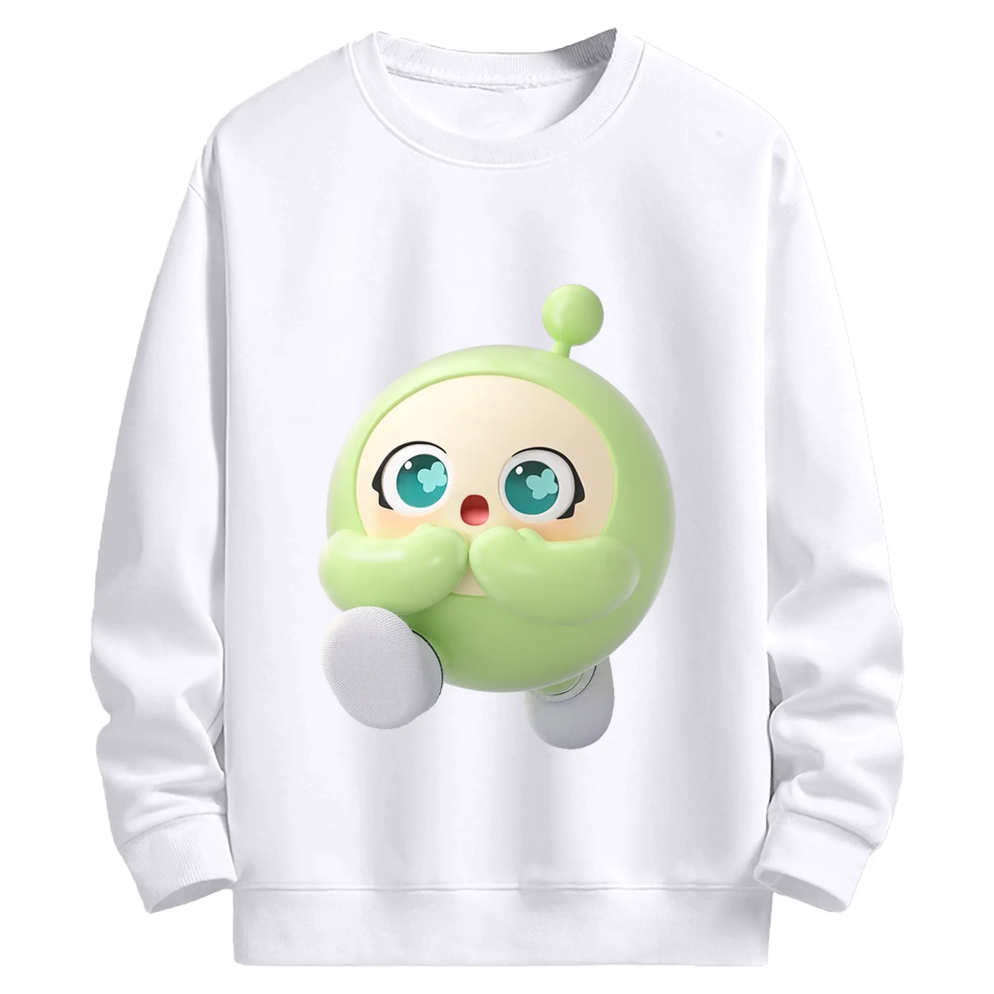 蛋仔パーティー 蛋小緑 キャラクター 可愛いゲームグッズ - 高品質 クルーネック スウェット ・ コットン59％ ポリエステル41％ ・ ユニセックス 長袖 トレーナー ・ カジュアル デイリー スポーツ 散歩用