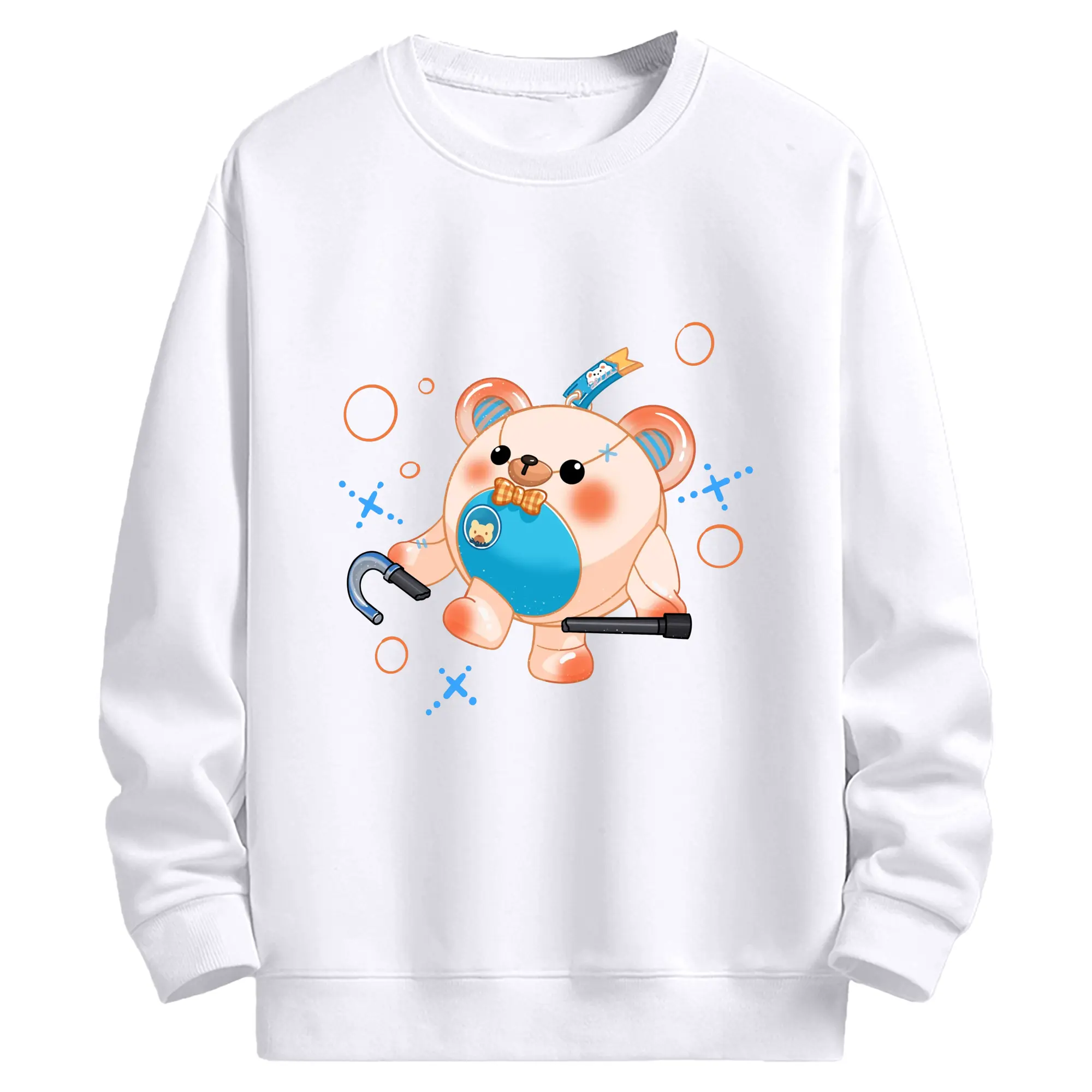 エギーパーティー 仔仔熊 ファン限定の可愛いグッズ - 高品質 クルーネック スウェット ・ コットン59％ ポリエステル41％ ・ ユニセックス 長袖 トレーナー ・ カジュアル デイリー スポーツ 散歩用