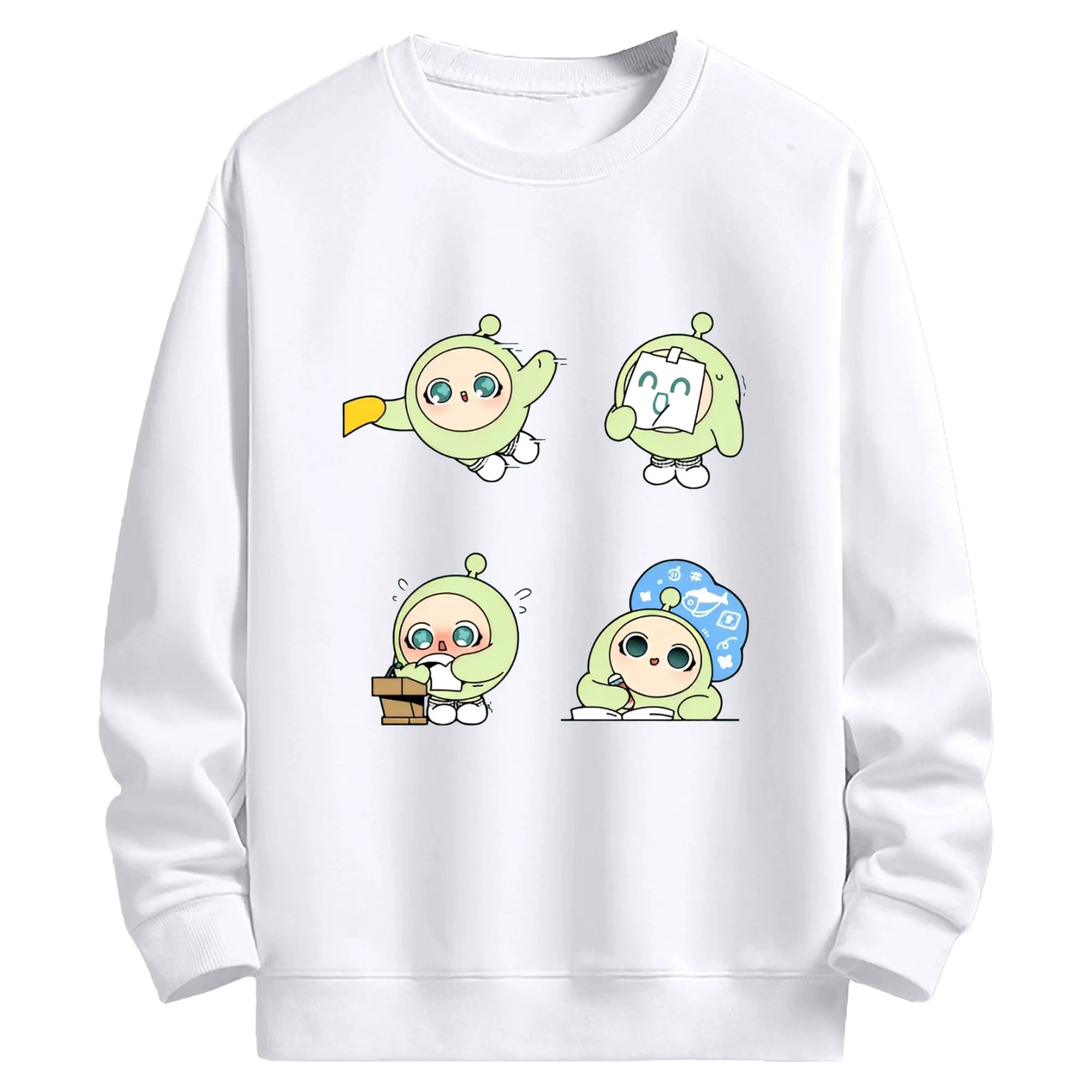 癒しカラーの蛋小緑🌱 見るだけで元気が出るキャラクター - 高品質 クルーネック スウェット ・ コットン59％ ポリエステル41％ ・ ユニセックス 長袖 トレーナー ・ カジュアル デイリー スポーツ 散歩用