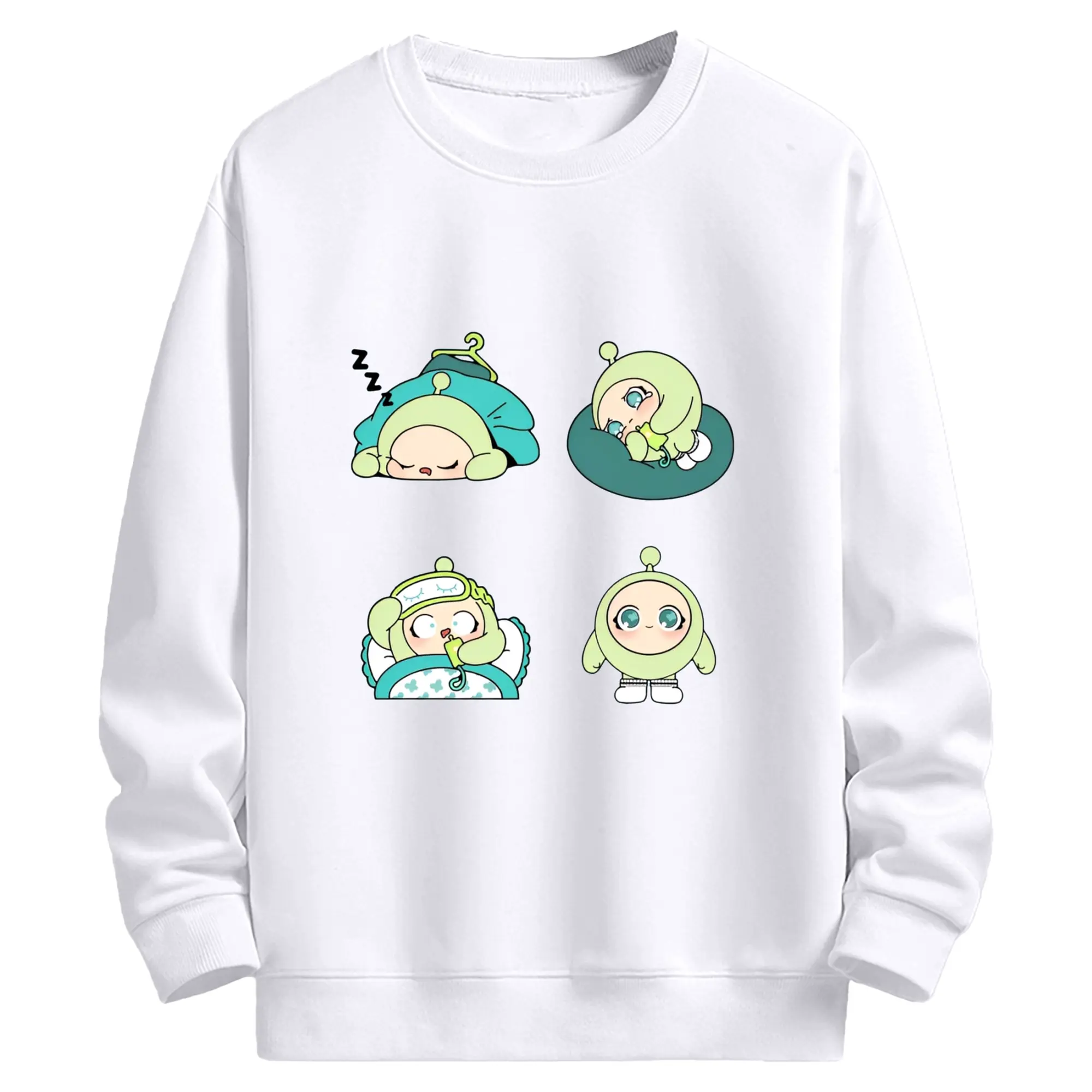 爽やかグリーン💚 蛋小緑 ナチュラル可愛いデザイン - 高品質 クルーネック スウェット ・ コットン59％ ポリエステル41％ ・ ユニセックス 長袖 トレーナー ・ カジュアル デイリー スポーツ 散歩用