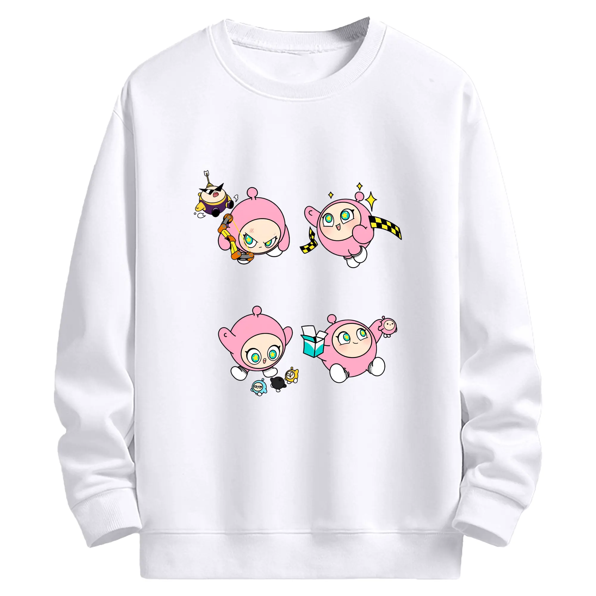 友達への贈り物に最適！蛋小粉 ゲームキャラ 限定デザイン - 高品質 クルーネック スウェット ・ コットン59％ ポリエステル41％ ・ ユニセックス 長袖 トレーナー ・ カジュアル デイリー スポーツ 散歩用
