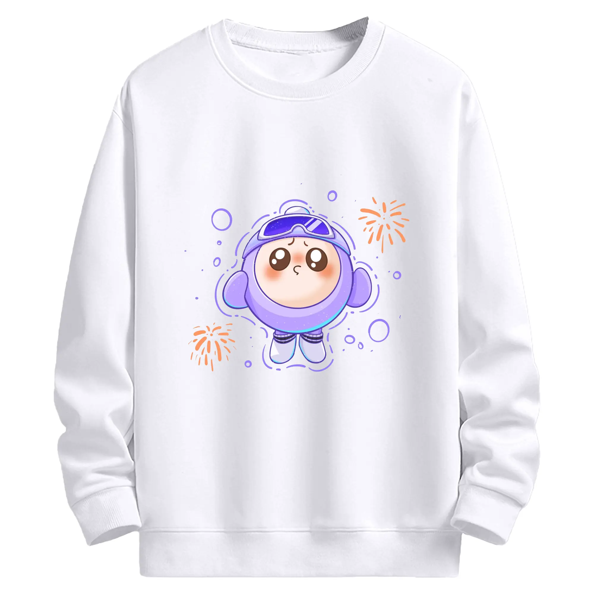 タマゴパーティー かわいいタマゴショウシ キャラクターグッズ - 高品質 クルーネック スウェット ・ コットン59％ ポリエステル41％ ・ ユニセックス 長袖 トレーナー ・ カジュアル デイリー スポーツ 散歩用