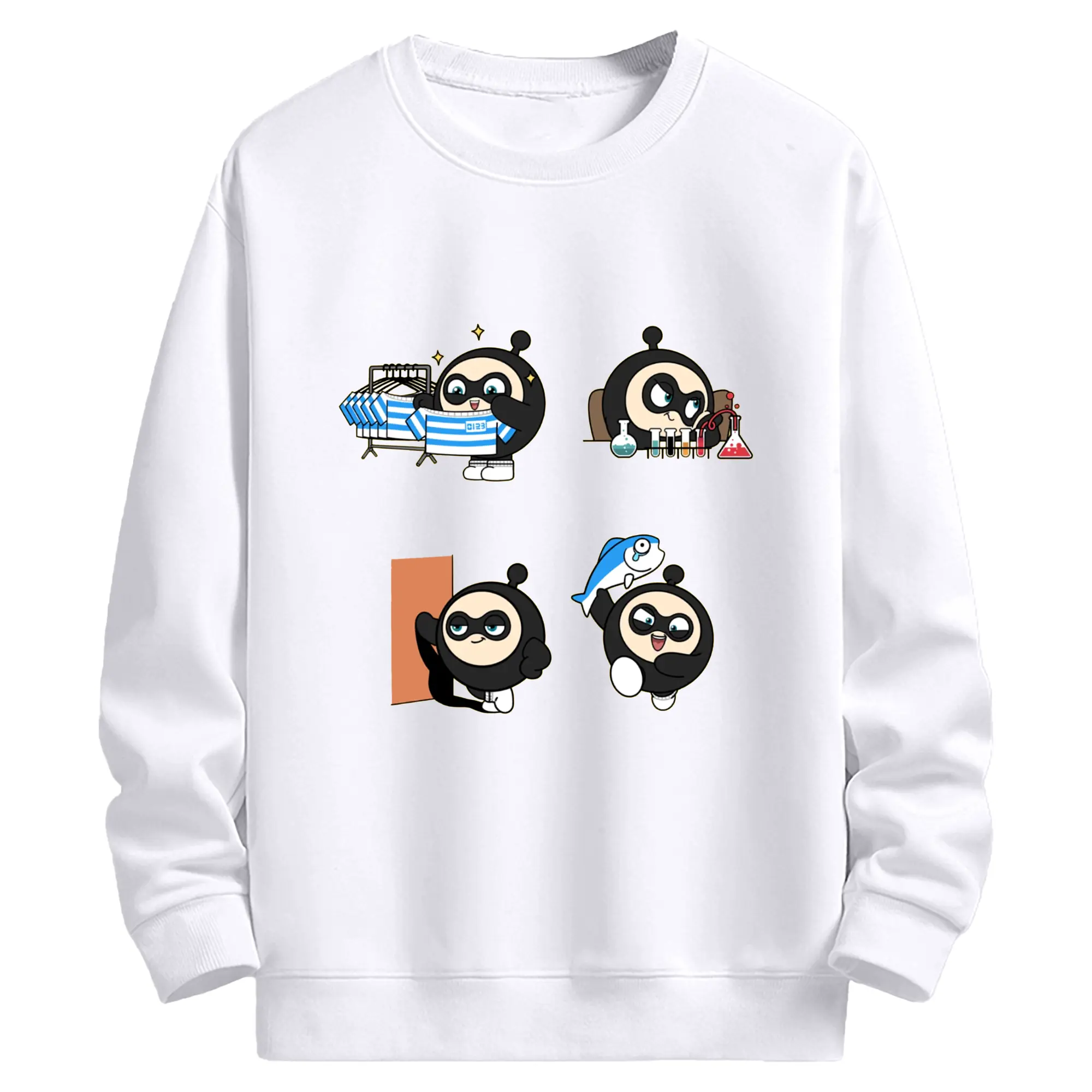 エギーパーティー 蛋小黒（ダンシャオヘイ） クールデザイン - 高品質 クルーネック スウェット ・ コットン59％ ポリエステル41％ ・ ユニセックス 長袖 トレーナー ・ カジュアル デイリー スポーツ 散歩用