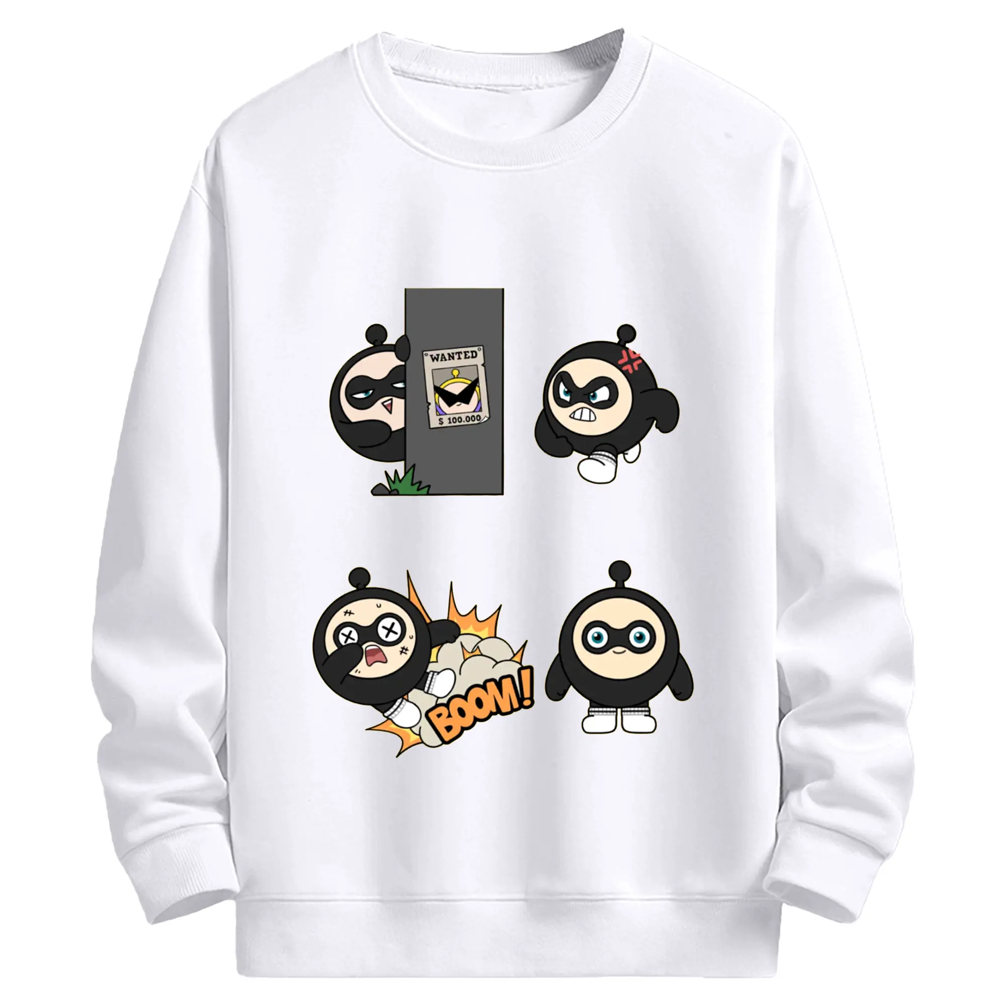 ブラックエッグスタイル！エギーパーティー 蛋小黒 スタイリッシュ - 高品質 クルーネック スウェット ・ コットン59％ ポリエステル41％ ・ ユニセックス 長袖 トレーナー ・ カジュアル デイリー スポーツ 散歩用