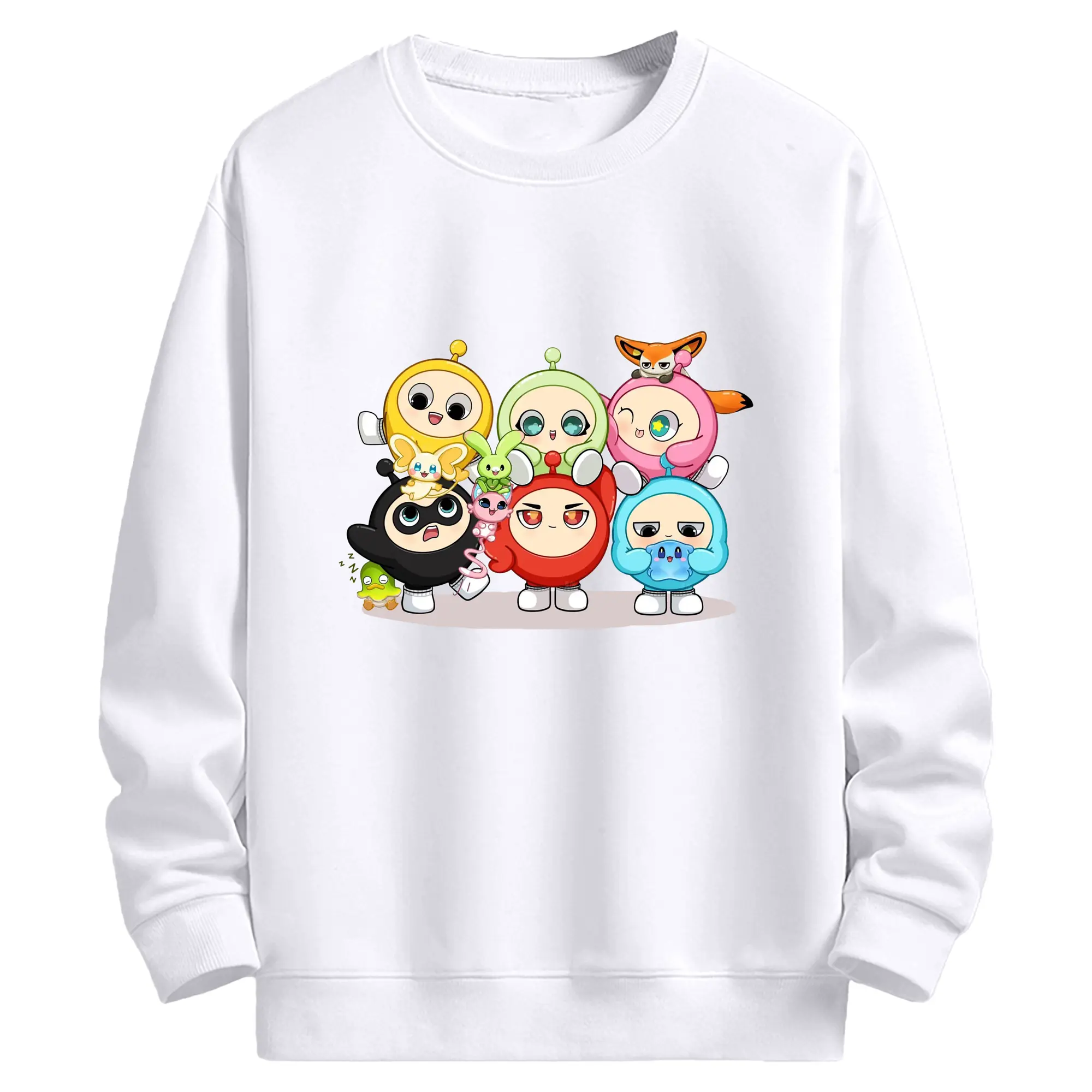 ギーパーティー 蛋仔ファミリー 可愛いキャラクター - 高品質 クルーネック スウェット ・ コットン59％ ポリエステル41％ ・ ユニセックス 長袖 トレーナー ・ カジュアル デイリー スポーツ 散歩用