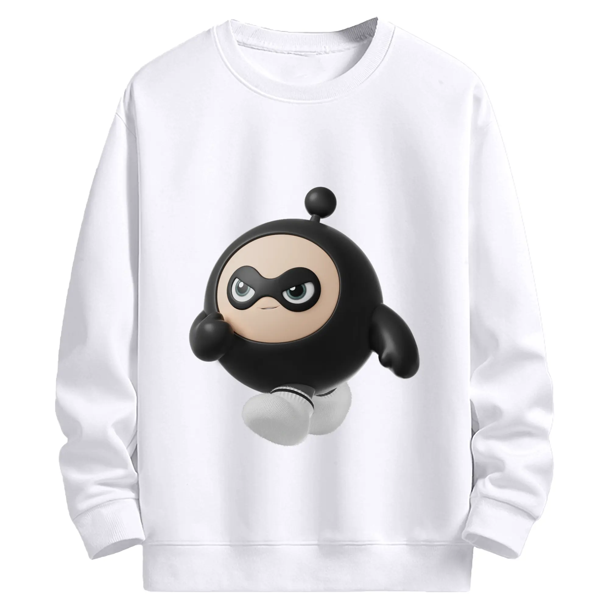 闇をまとうエッグ！エギーパーティー 蛋小黒 限定 - 高品質 クルーネック スウェット ・ コットン59％ ポリエステル41％ ・ ユニセックス 長袖 トレーナー ・ カジュアル デイリー スポーツ 散歩用