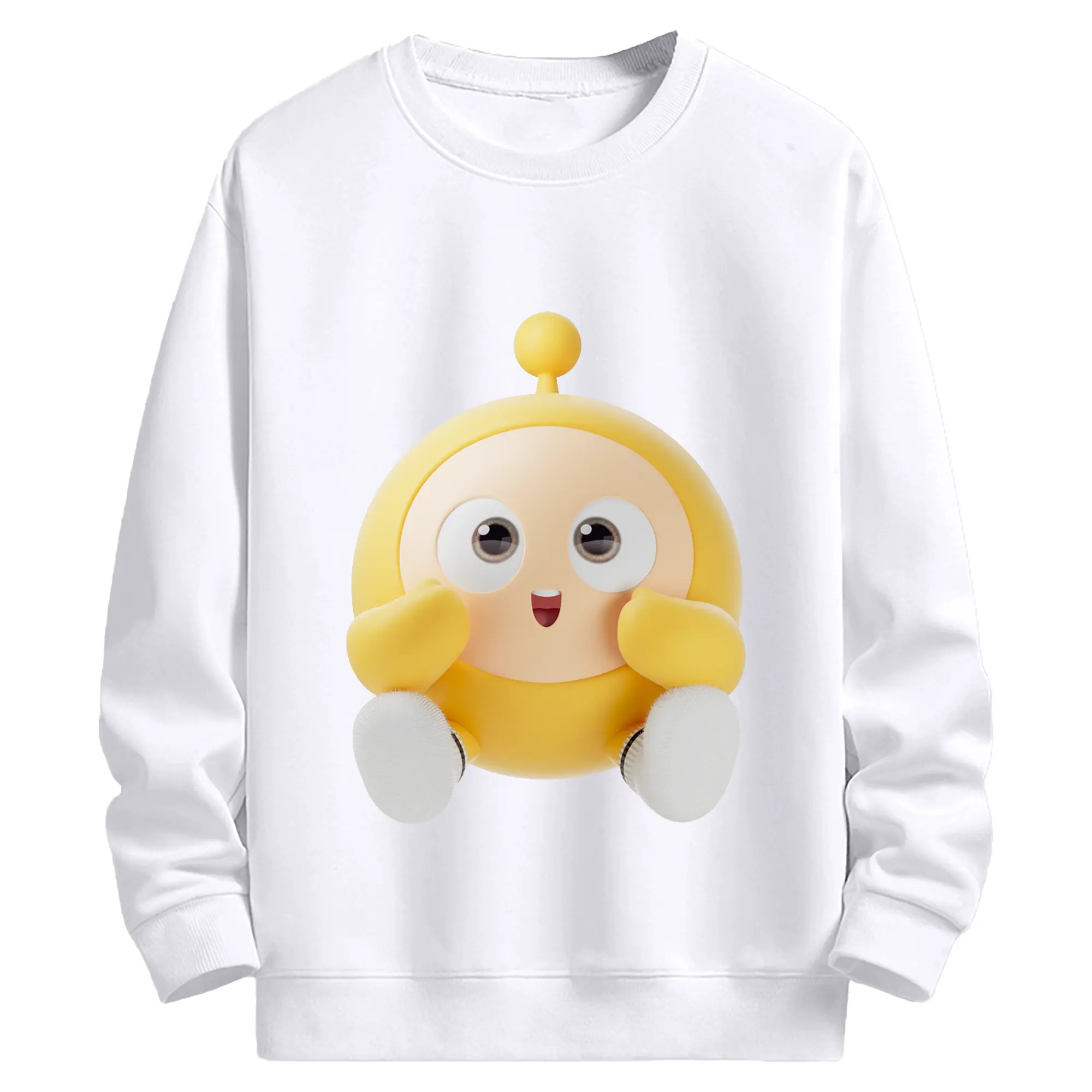 蛋仔パーティー 蛋小黄 おしゃれ ゲーマー必見 - 高品質 クルーネック スウェット ・ コットン59％ ポリエステル41％ ・ ユニセックス 長袖 トレーナー ・ カジュアル デイリー スポーツ 散歩用