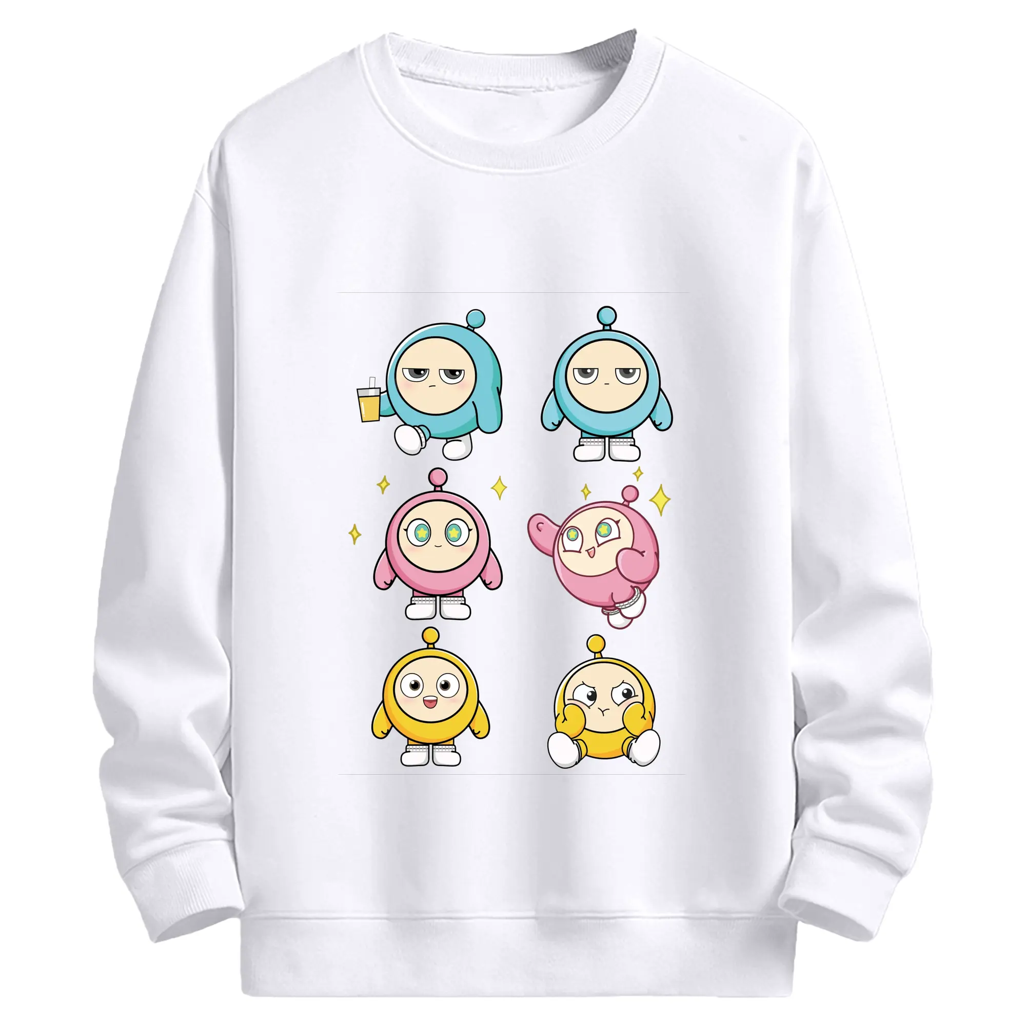 っこり癒し系！エギーパーティー 蛋仔ファミリー ふんわりデザイン - 高品質 クルーネック スウェット ・ コットン59％ ポリエステル41％ ・ ユニセックス 長袖 トレーナー ・ カジュアル デイリー スポーツ 散歩用