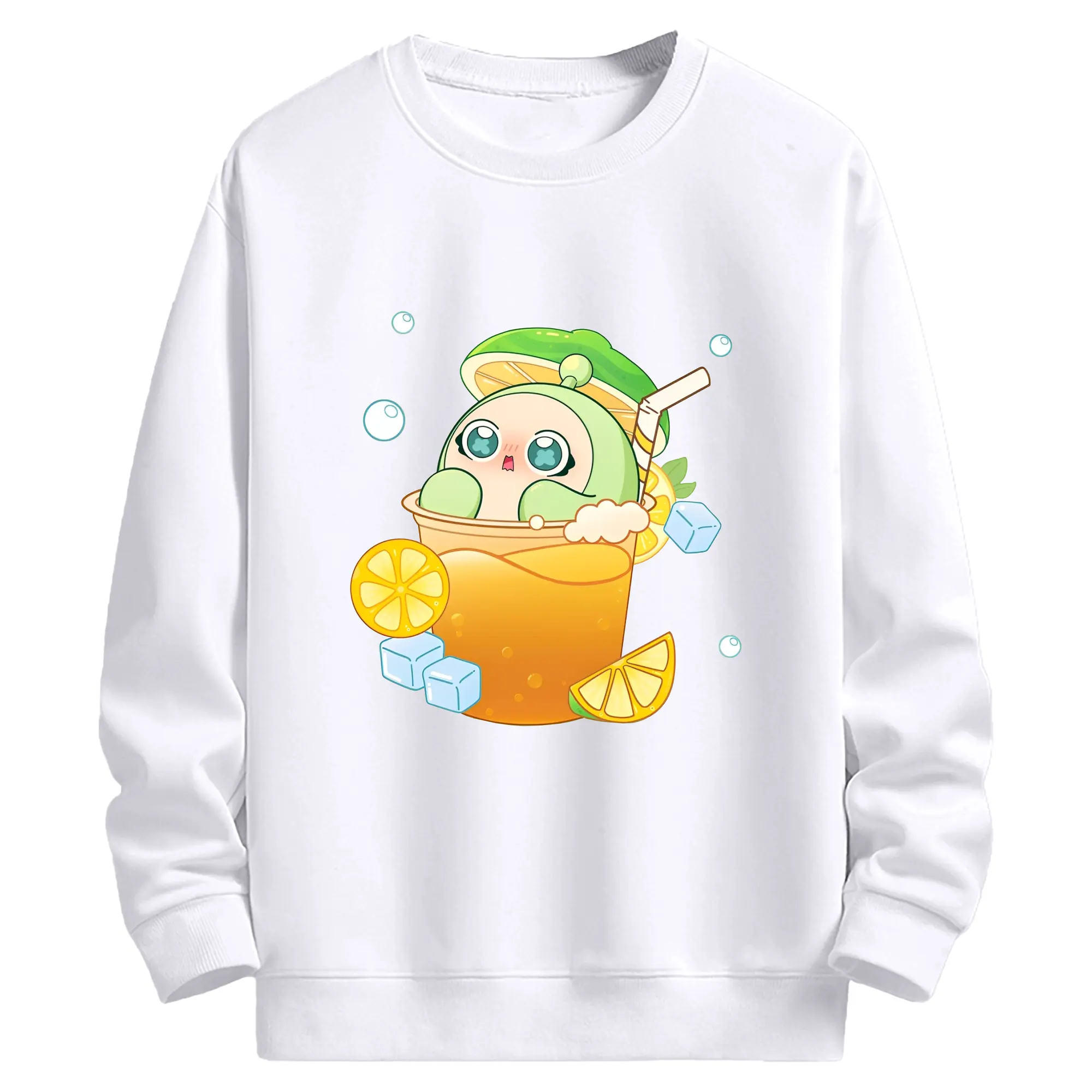 タマゴパーティー ひんやりレモンドリンク タマゴショウグリーン - 高品質 クルーネック スウェット ・ コットン59％ ポリエステル41％ ・ ユニセックス 長袖 トレーナー ・ カジュアル デイリー スポーツ 散歩用