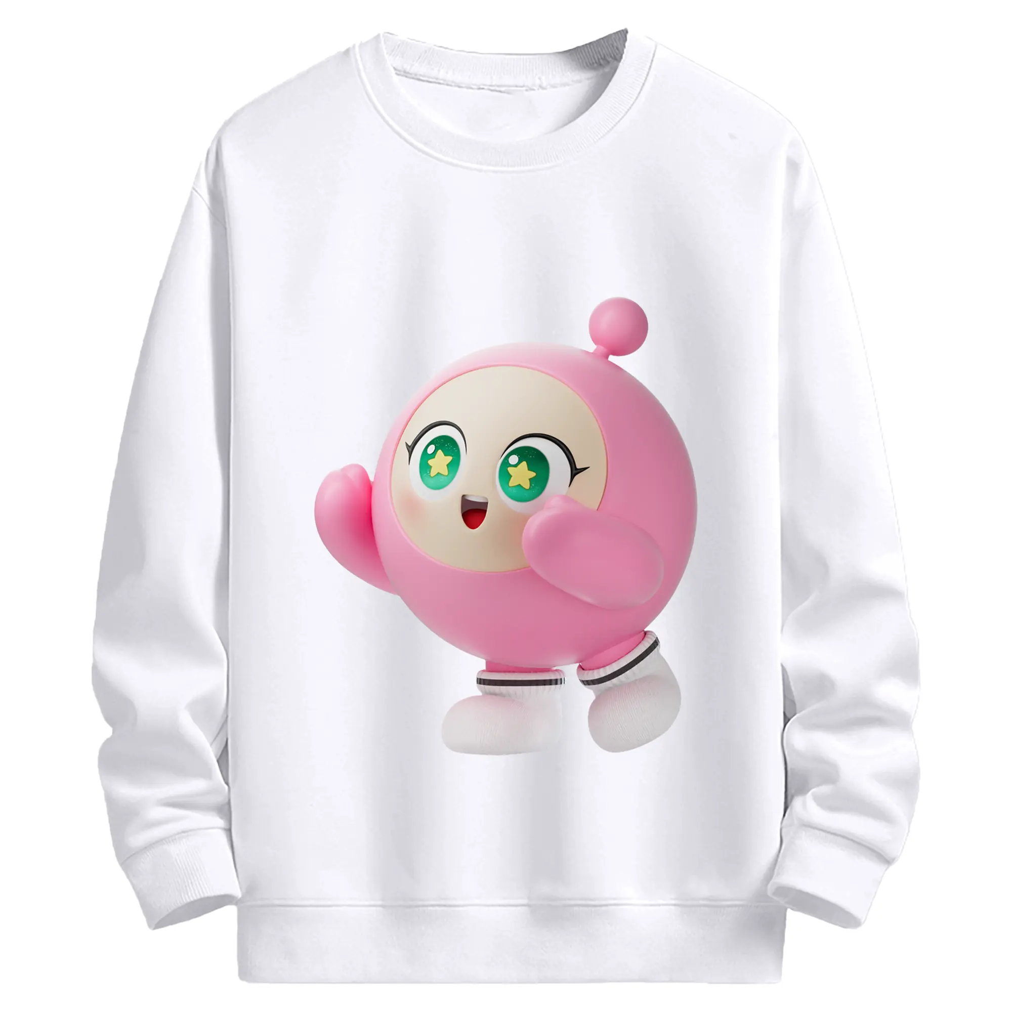 蛋仔パーティー 蛋小粉 キャラクター 可愛いゲームファン向けアイテム - 高品質 クルーネック スウェット ・ コットン59％ ポリエステル41％ ・ ユニセックス 長袖 トレーナー ・ カジュアル デイリー スポーツ 散歩用