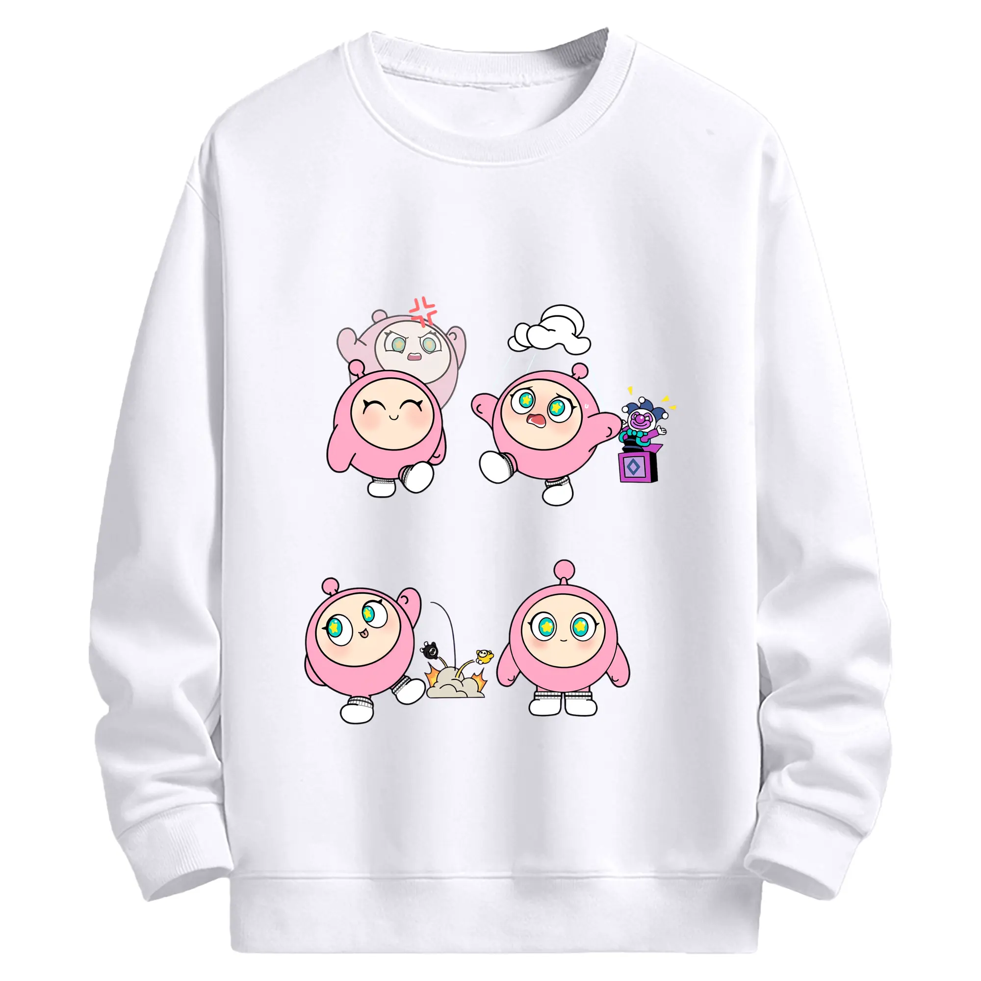 ふわふわ蛋小粉💗 ゲームの世界から飛び出したキュート - 高品質 クルーネック スウェット ・ コットン59％ ポリエステル41％ ・ ユニセックス 長袖 トレーナー ・ カジュアル デイリー スポーツ 散歩用