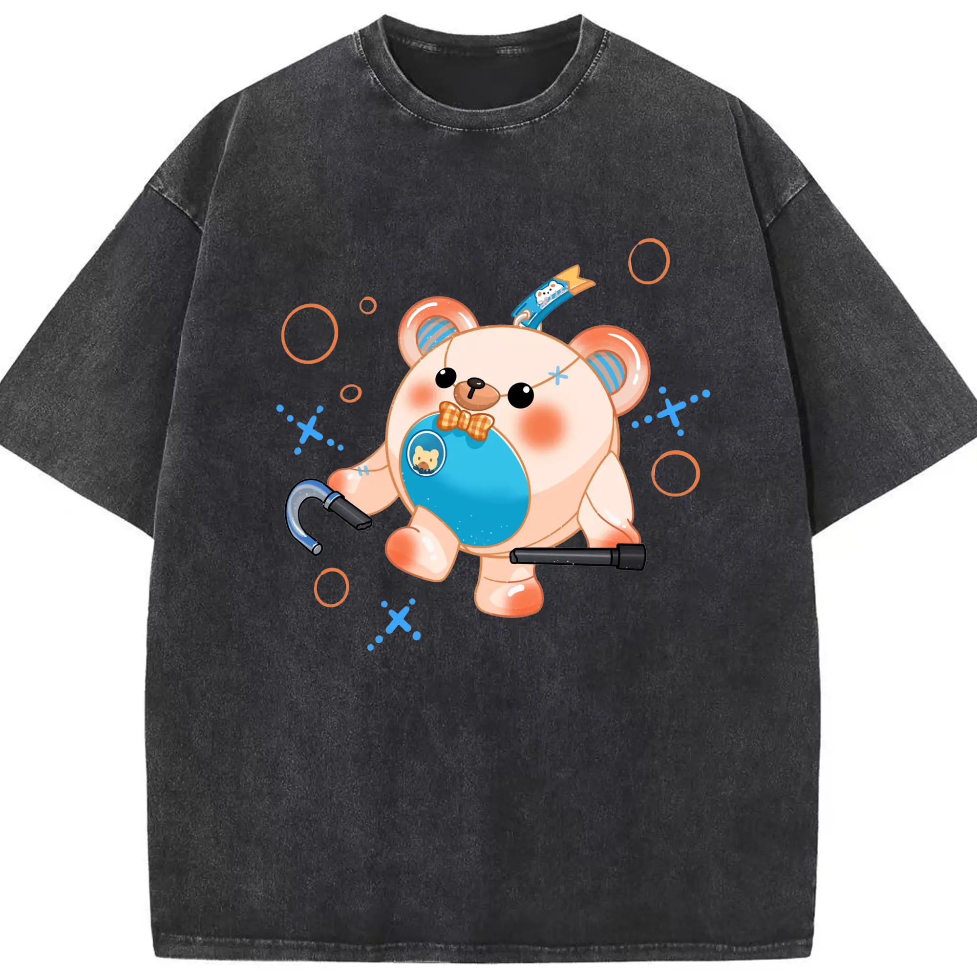 エギーパーティー 仔仔熊 ファン限定の可愛いグッズ - 綿100％ ヴィンテージ風 半袖Tシャツ ・ フロントプリント ・ 柔らか肌触り ・ 通気性 快適 ・ スポーツ カジュアル 外出用