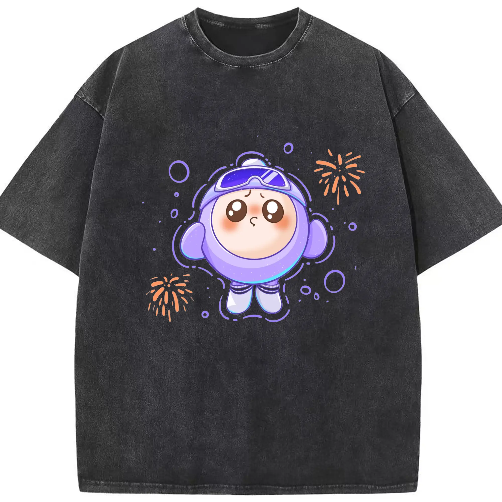 タマゴパーティー かわいいタマゴショウシ キャラクターグッズ - 綿100％ ヴィンテージ風 半袖Tシャツ ・ フロントプリント ・ 柔らか肌触り ・ 通気性 快適 ・ スポーツ カジュアル 外出用