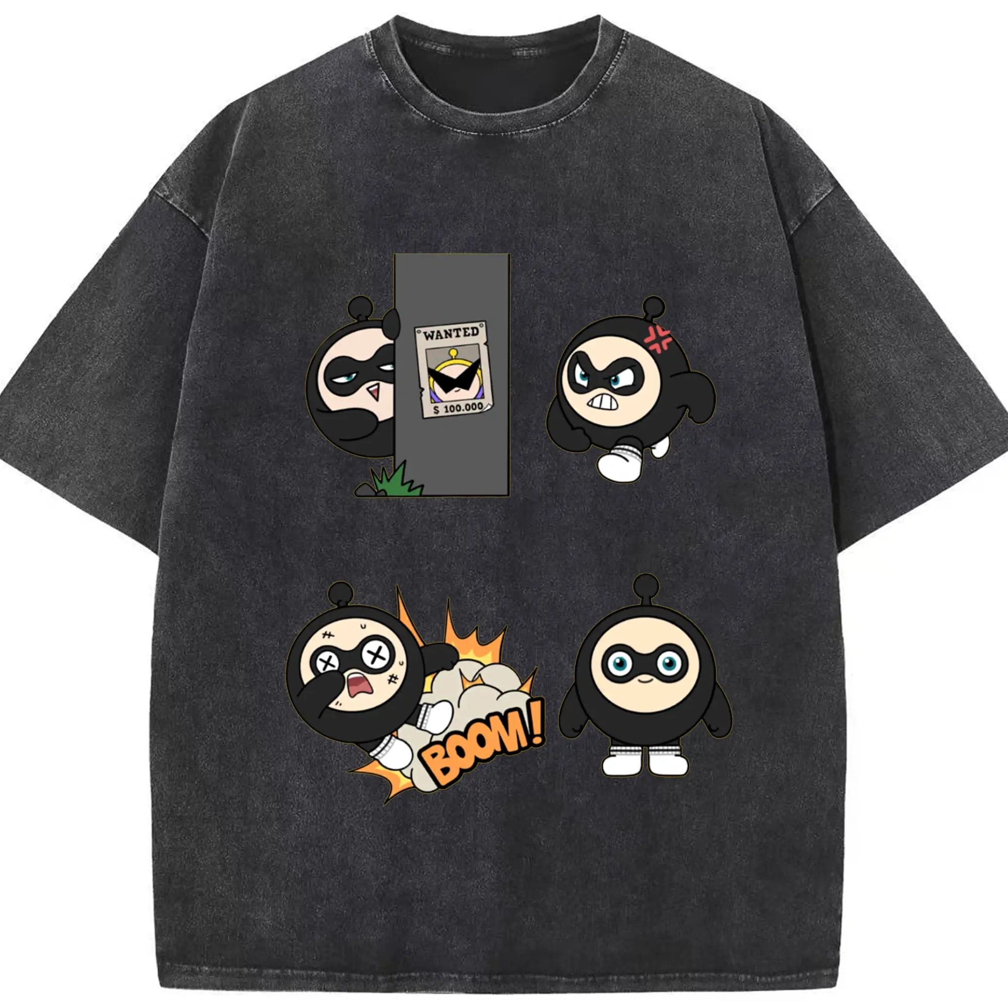 ブラックエッグスタイル！エギーパーティー 蛋小黒 スタイリッシュ - 綿100％ ヴィンテージ風 半袖Tシャツ ・ フロントプリント ・ 柔らか肌触り ・ 通気性 快適 ・ スポーツ カジュアル 外出用