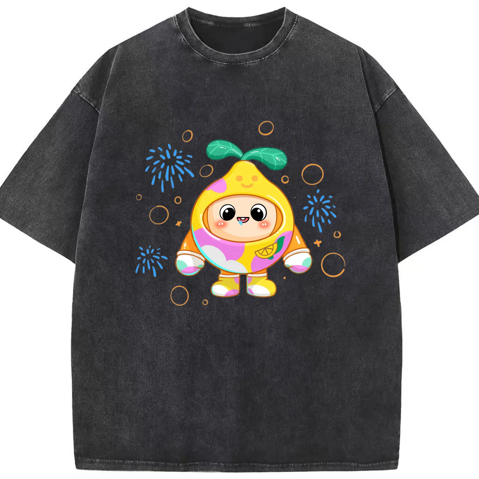 タマゴパーティー×グリーンアロー カラフルフルーツ味ミントキャンディ限定 - 綿100％ ヴィンテージ風 半袖Tシャツ ・ フロントプリント ・ 柔らか肌触り ・ 通気性 快適 ・ スポーツ カジュアル 外出用