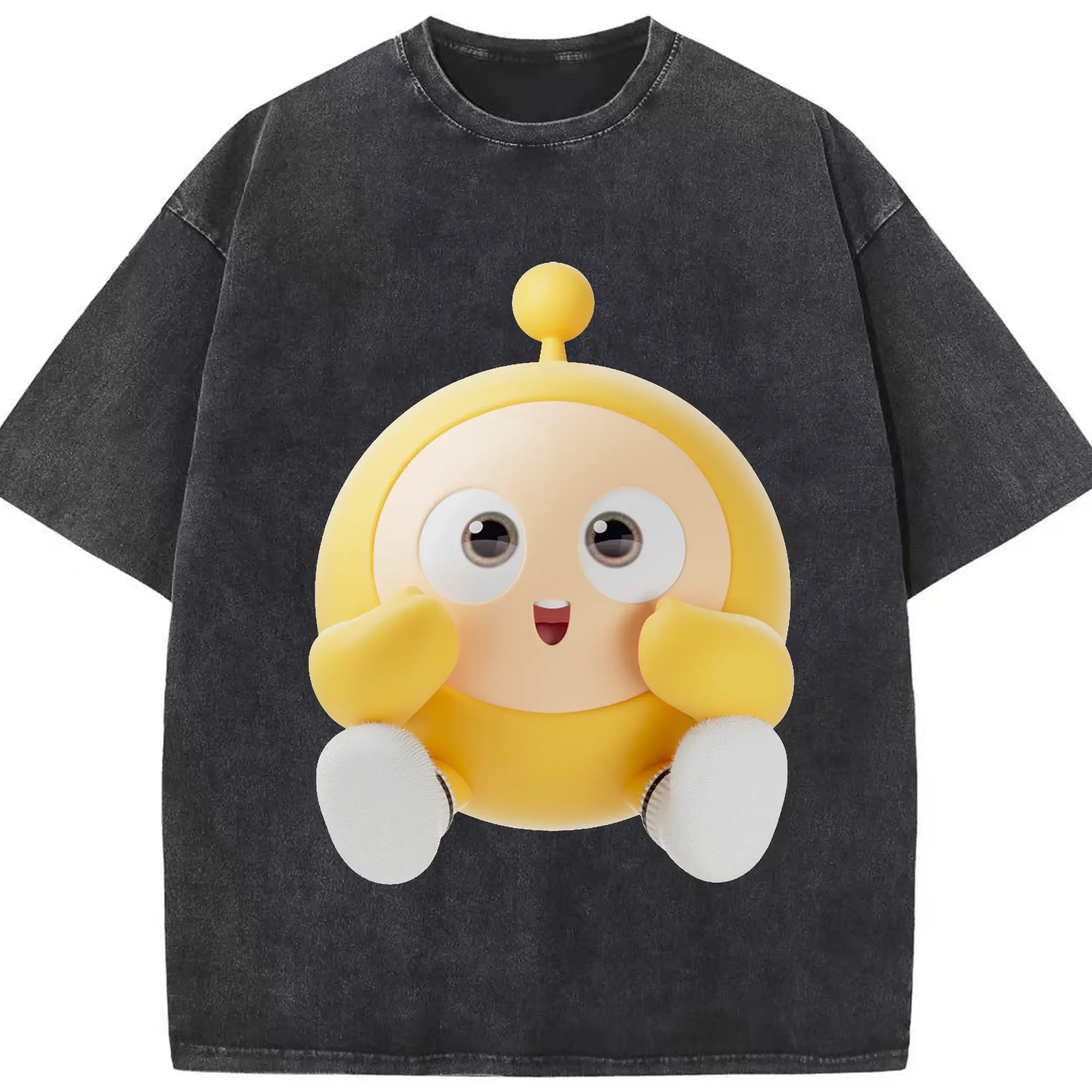 蛋仔パーティー 蛋小黄 おしゃれ ゲーマー必見 - 綿100％ ヴィンテージ風 半袖Tシャツ ・ フロントプリント ・ 柔らか肌触り ・ 通気性 快適 ・ スポーツ カジュアル 外出用